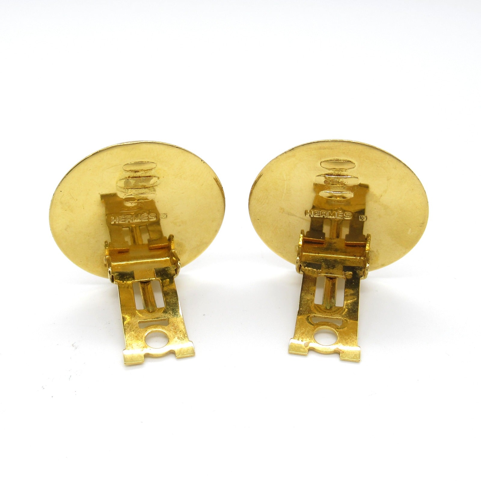 Hermes Enamel Earrings Gold Plated