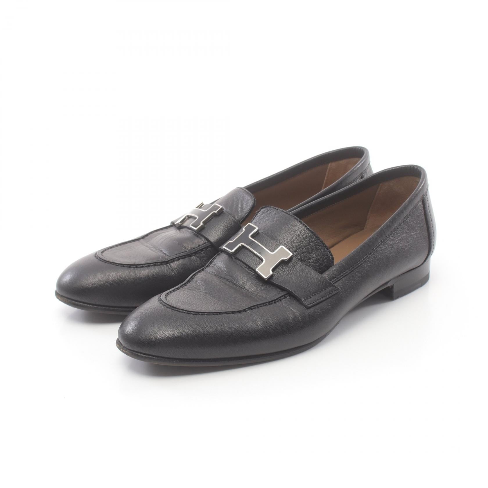 Hermes Constance Leather Loafers Black