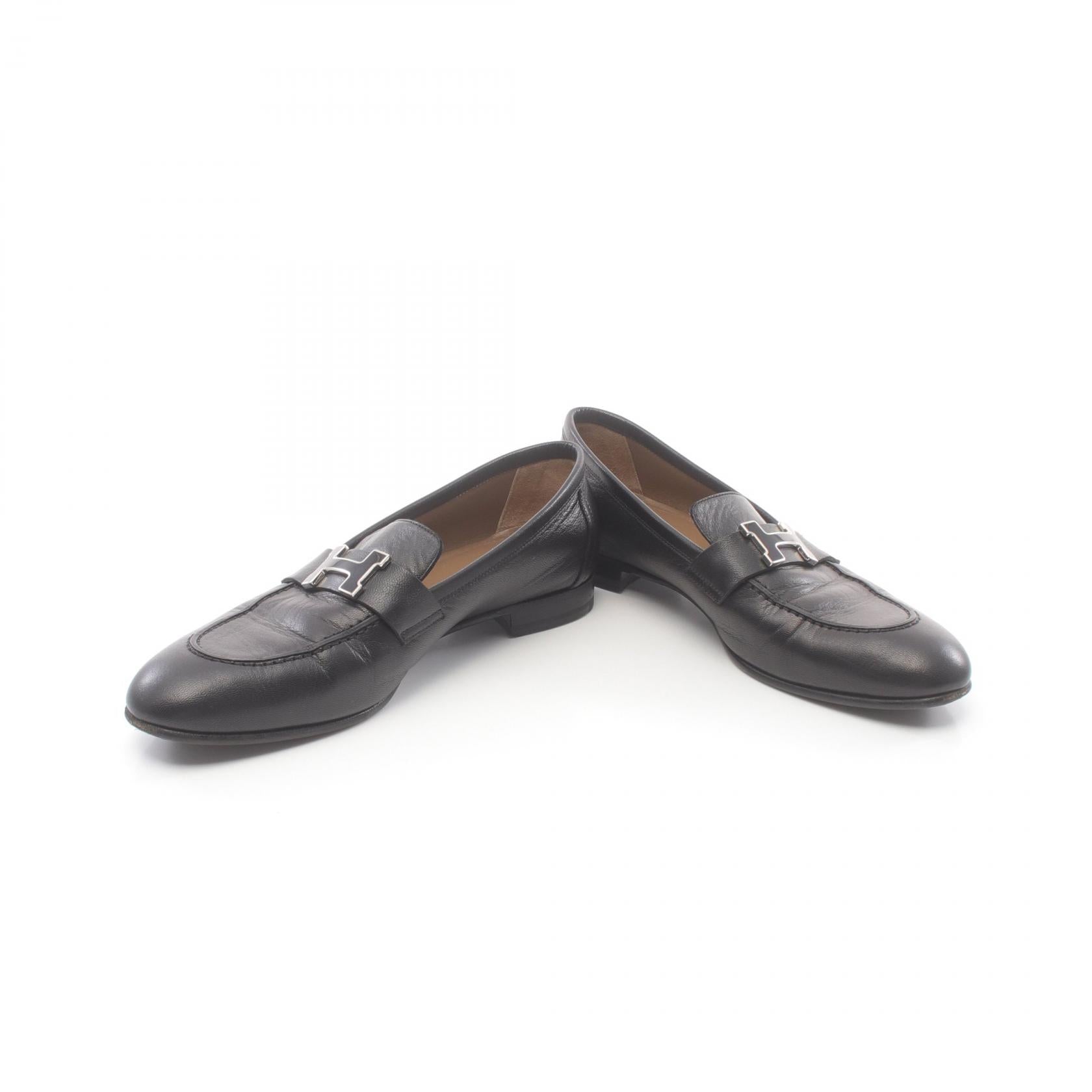 Hermes Constance Leather Loafers Black