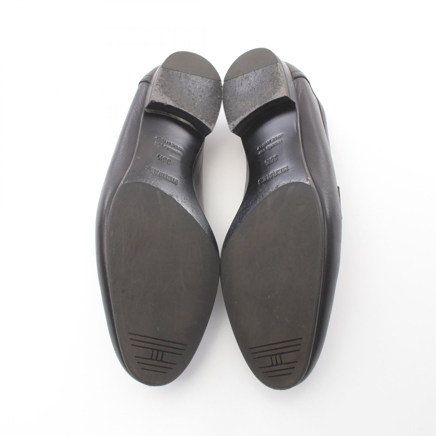 Hermes Constance Leather Loafers Black