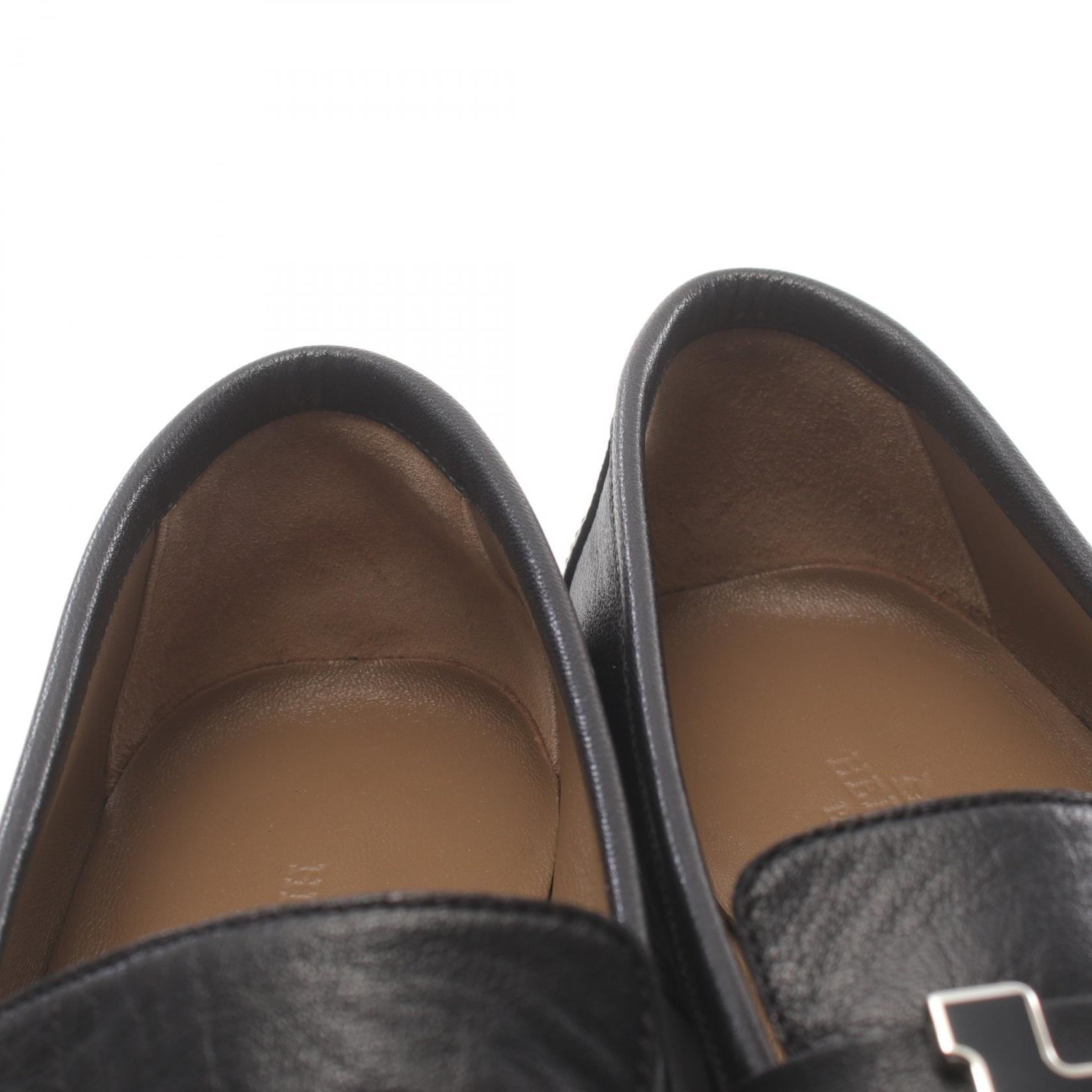 Hermes Constance Leather Loafers Black