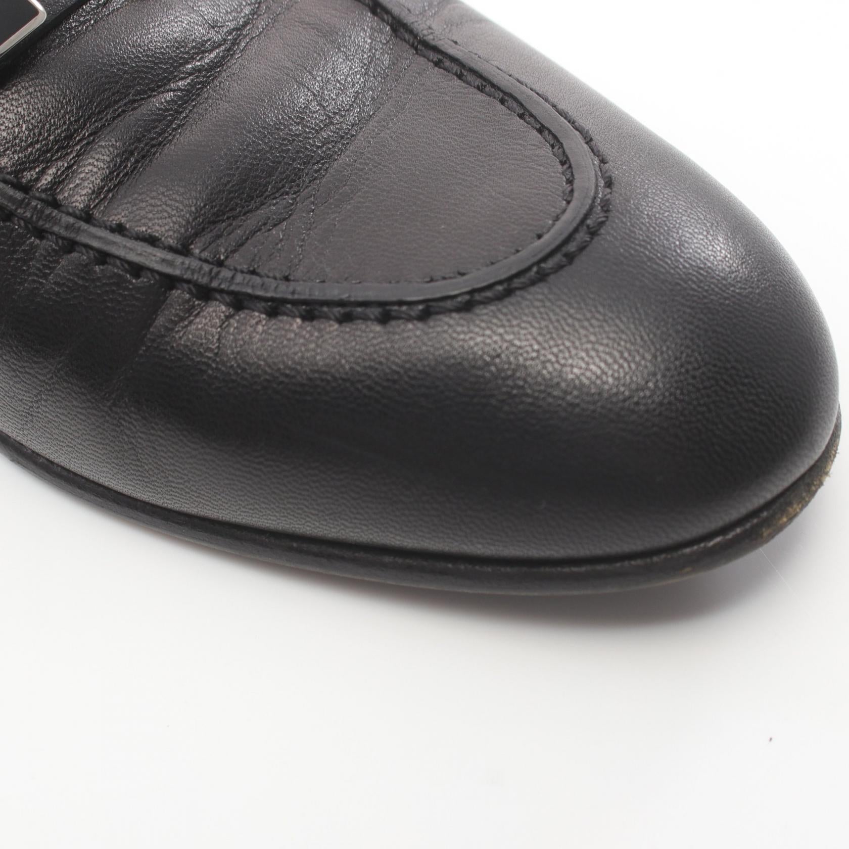 Hermes Constance Leather Loafers Black