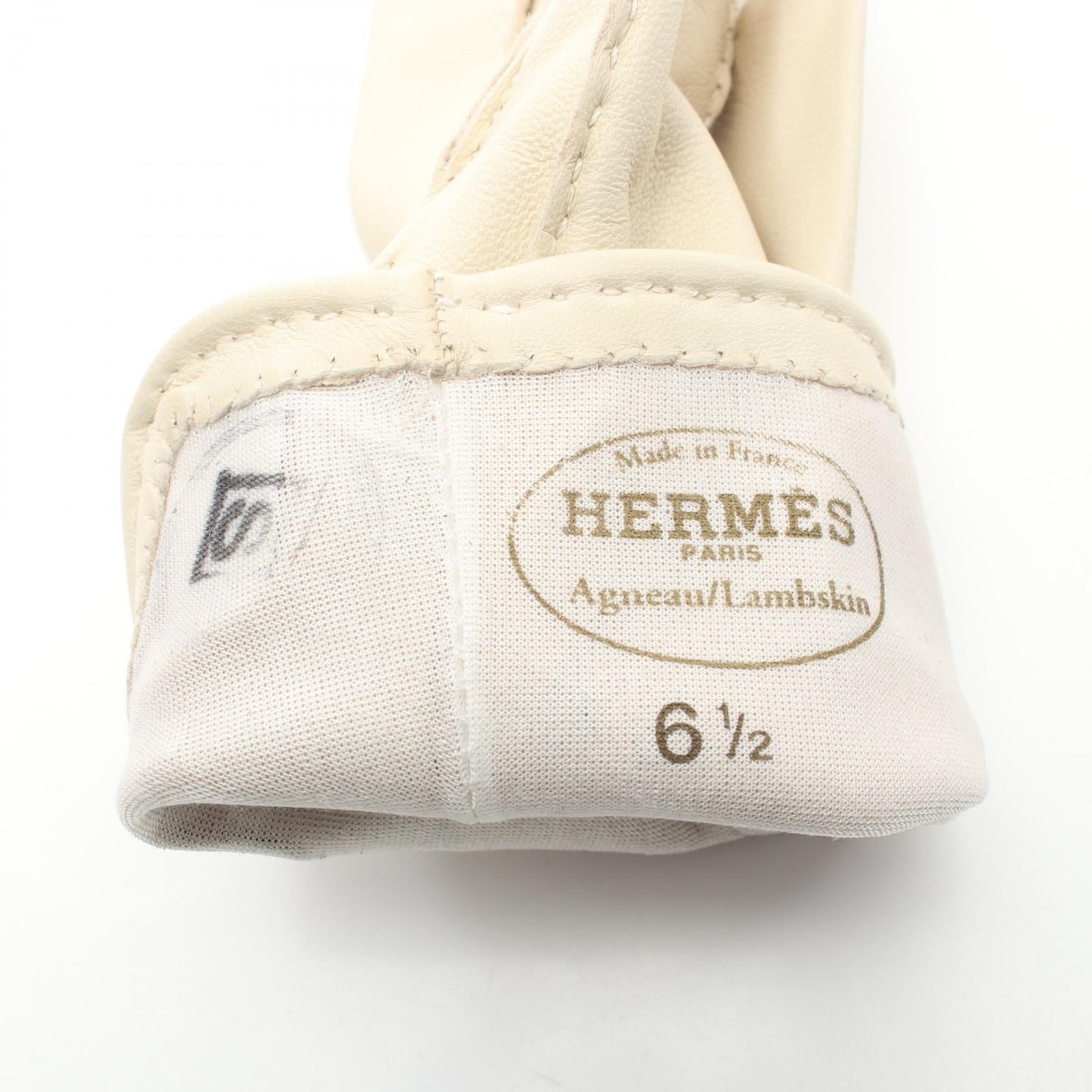 Hermes Leather Gloves Ivory