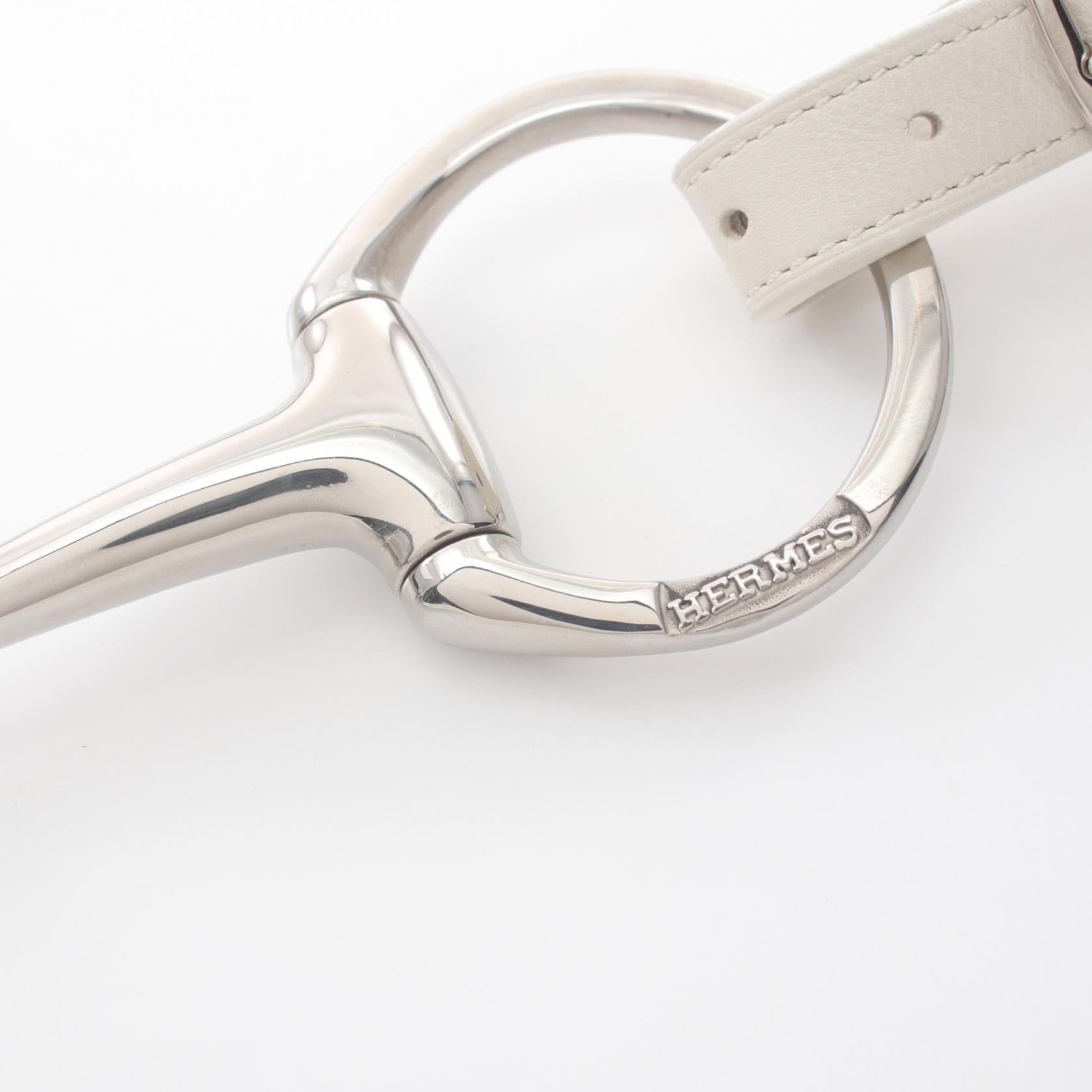 Hermes Horsebit Belt White