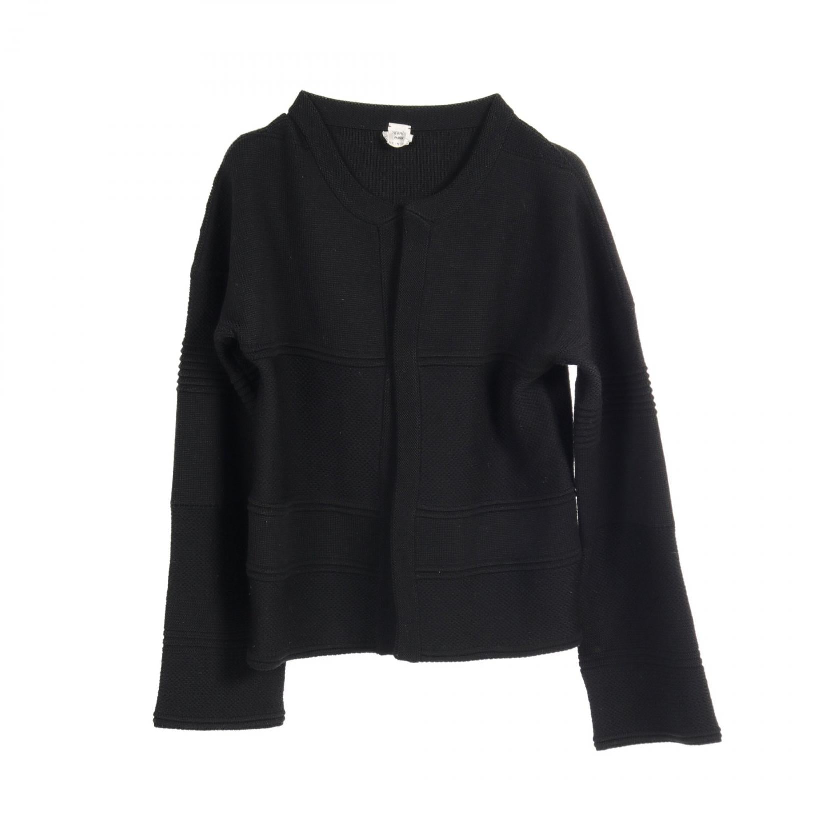 Hermes Wool Cotton Cardigan Black