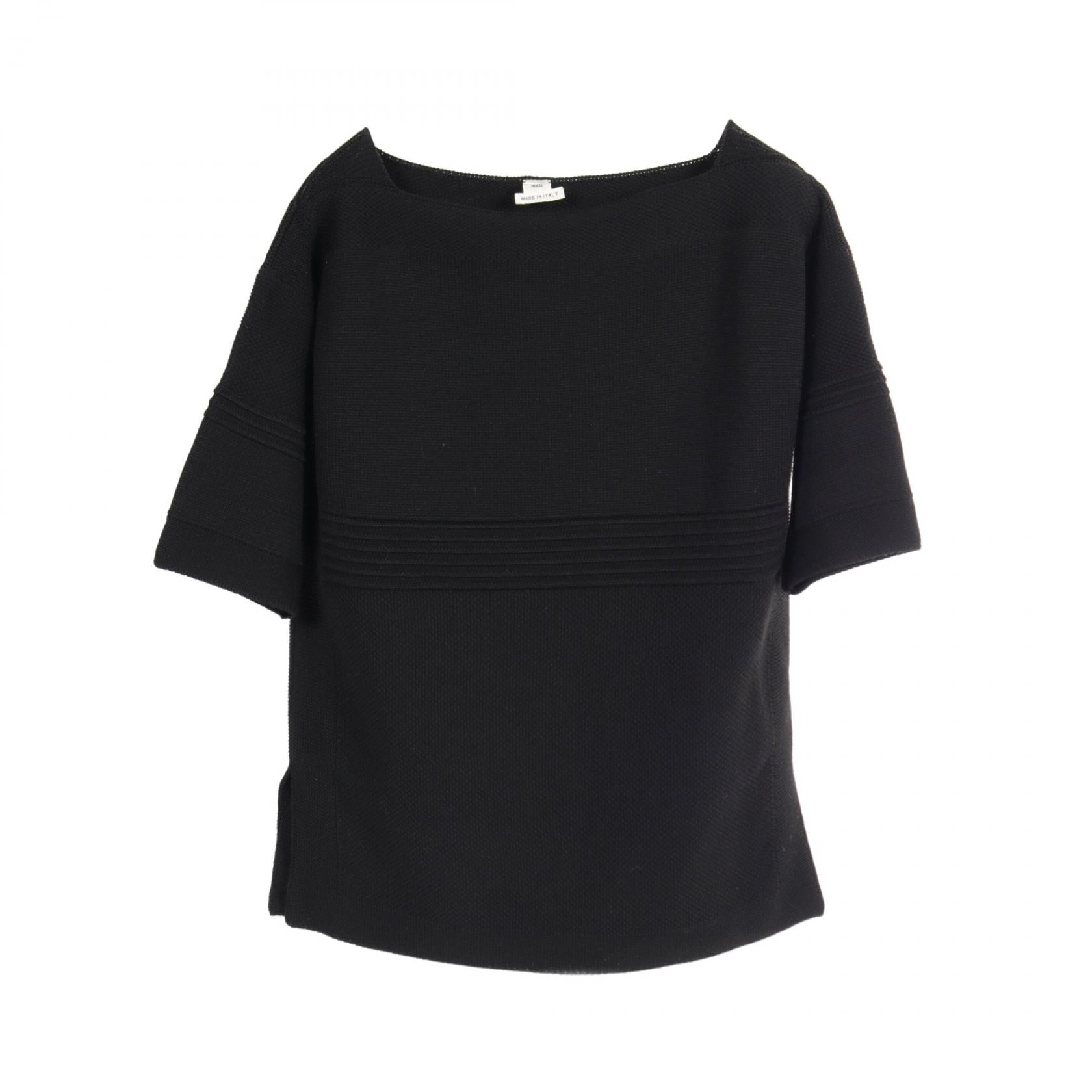 Hermes Wool Cotton Knit Top Black