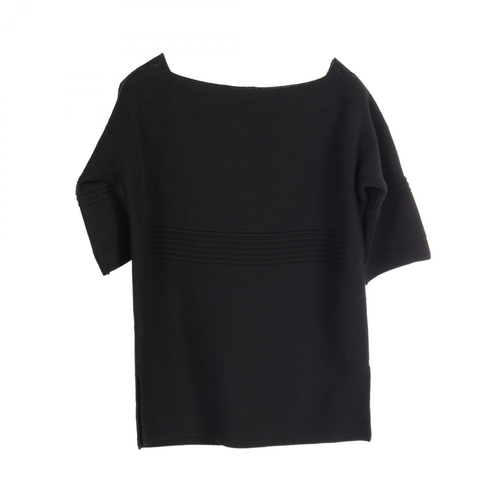 Hermes Wool Cotton Knit Top Black