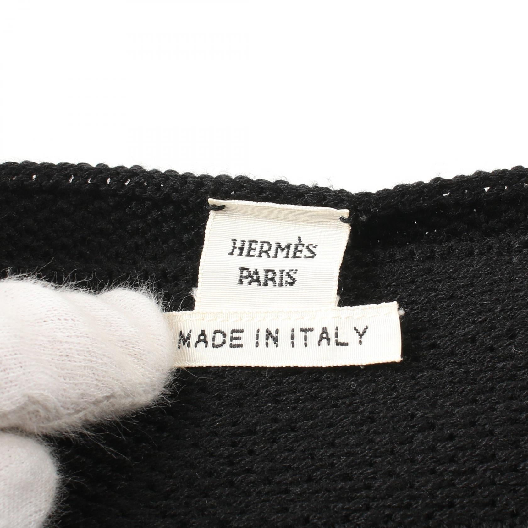 Hermes Wool Cotton Knit Top Black