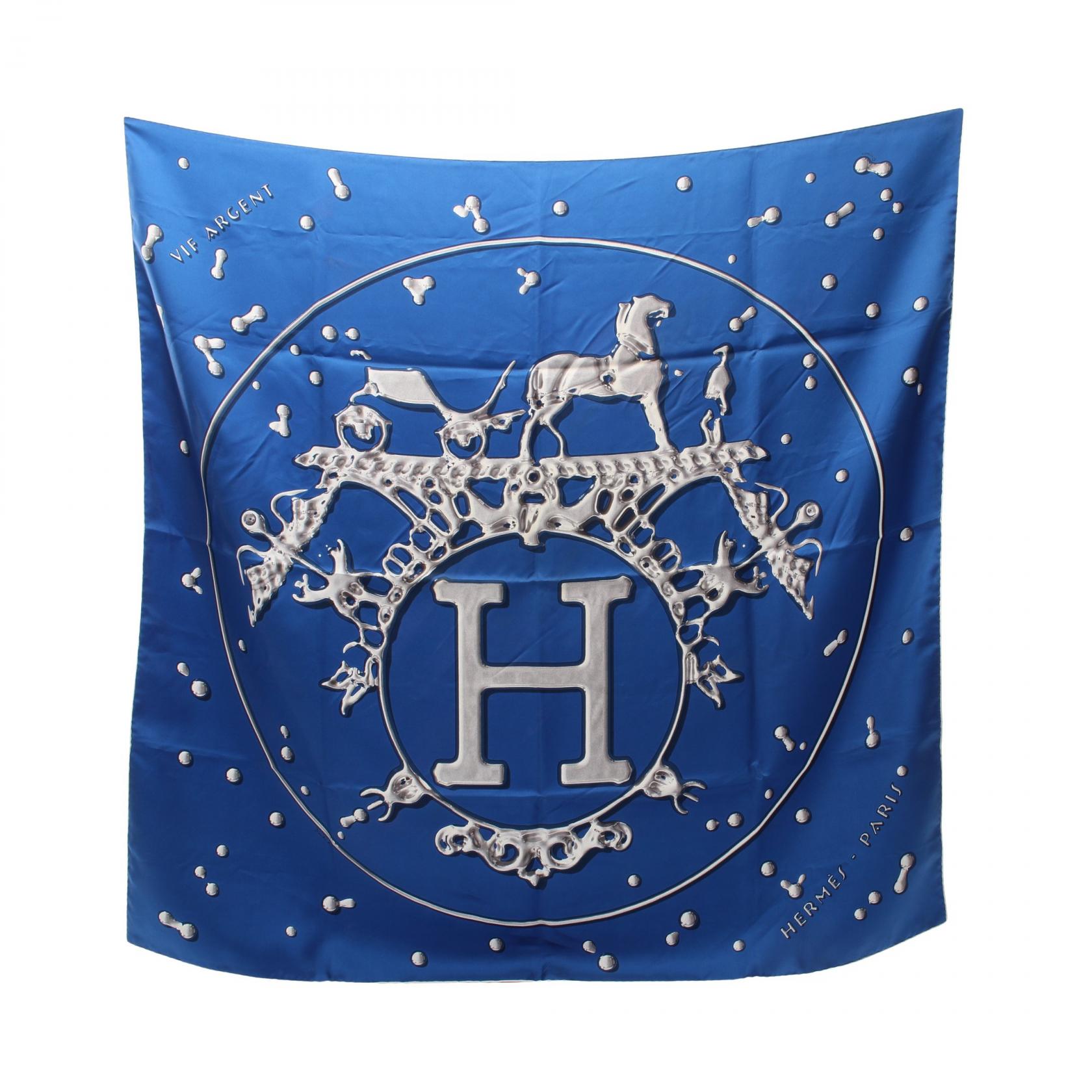 Hermes Silk Scarf VIF ARGENT Blue