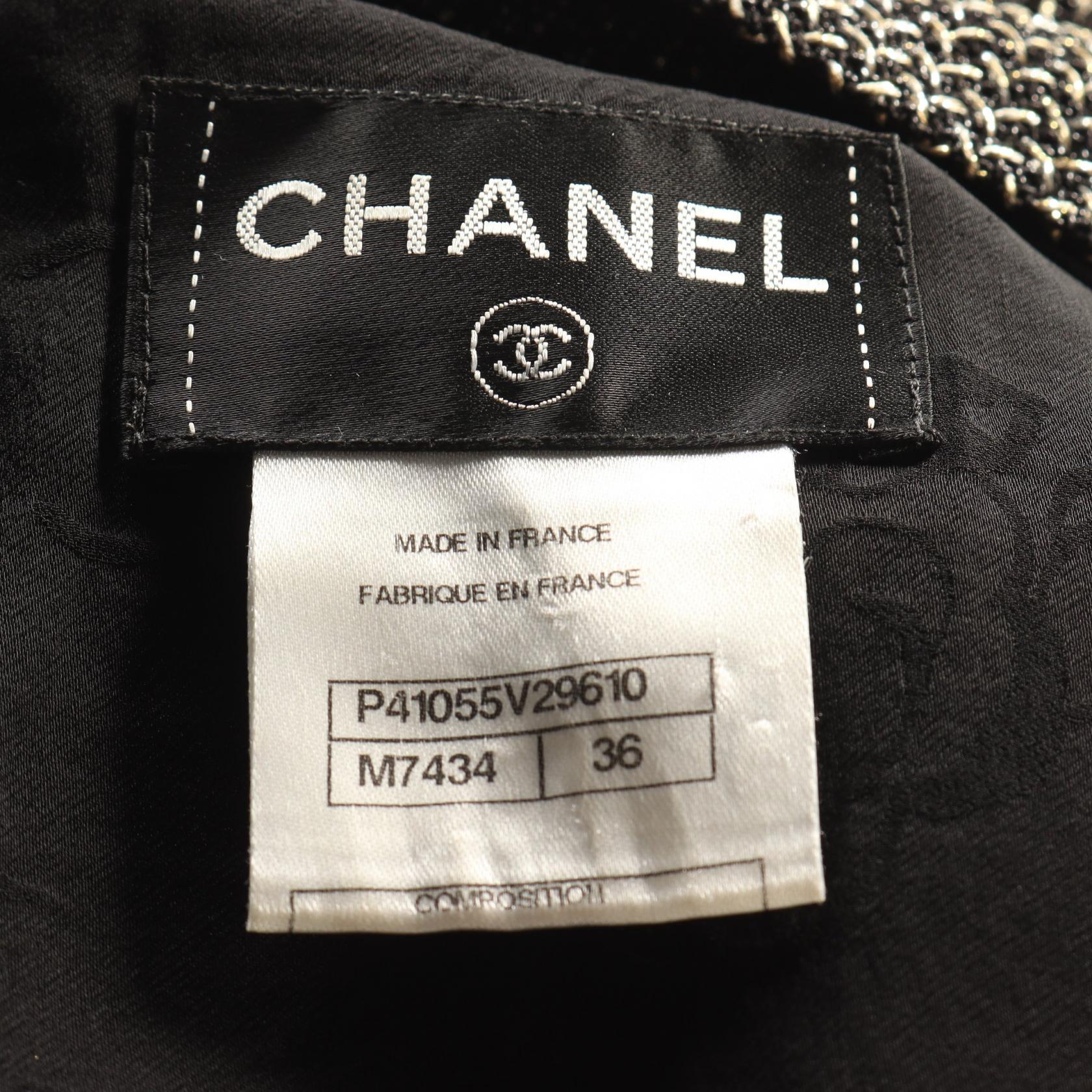 Chanel Rayon Polyester Dress Black Gold