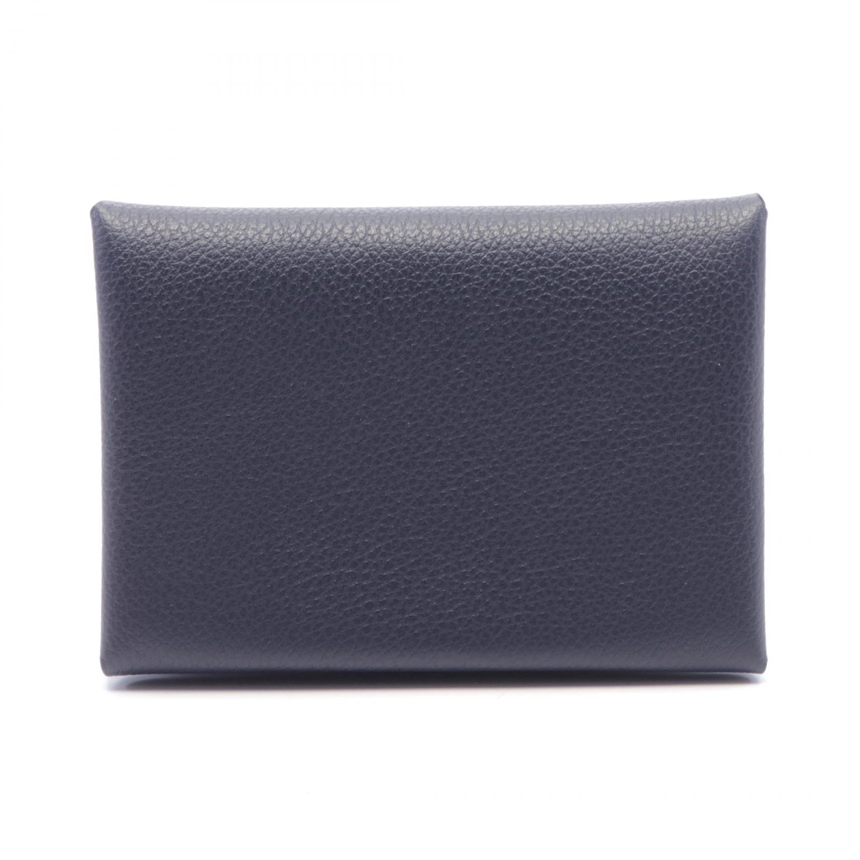 Hermes Calvi Duo Coin Case Wallet Navy