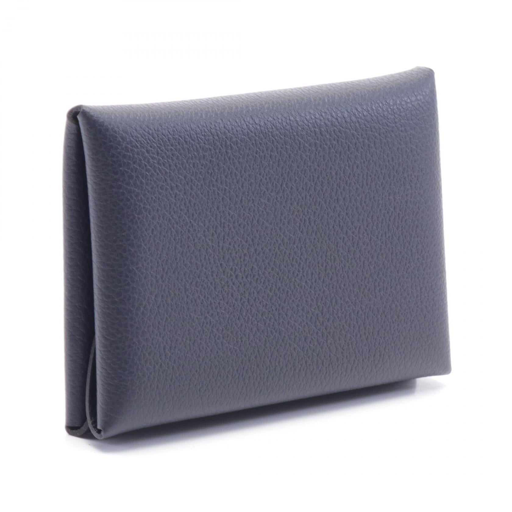 Hermes Calvi Duo Coin Case Wallet Navy