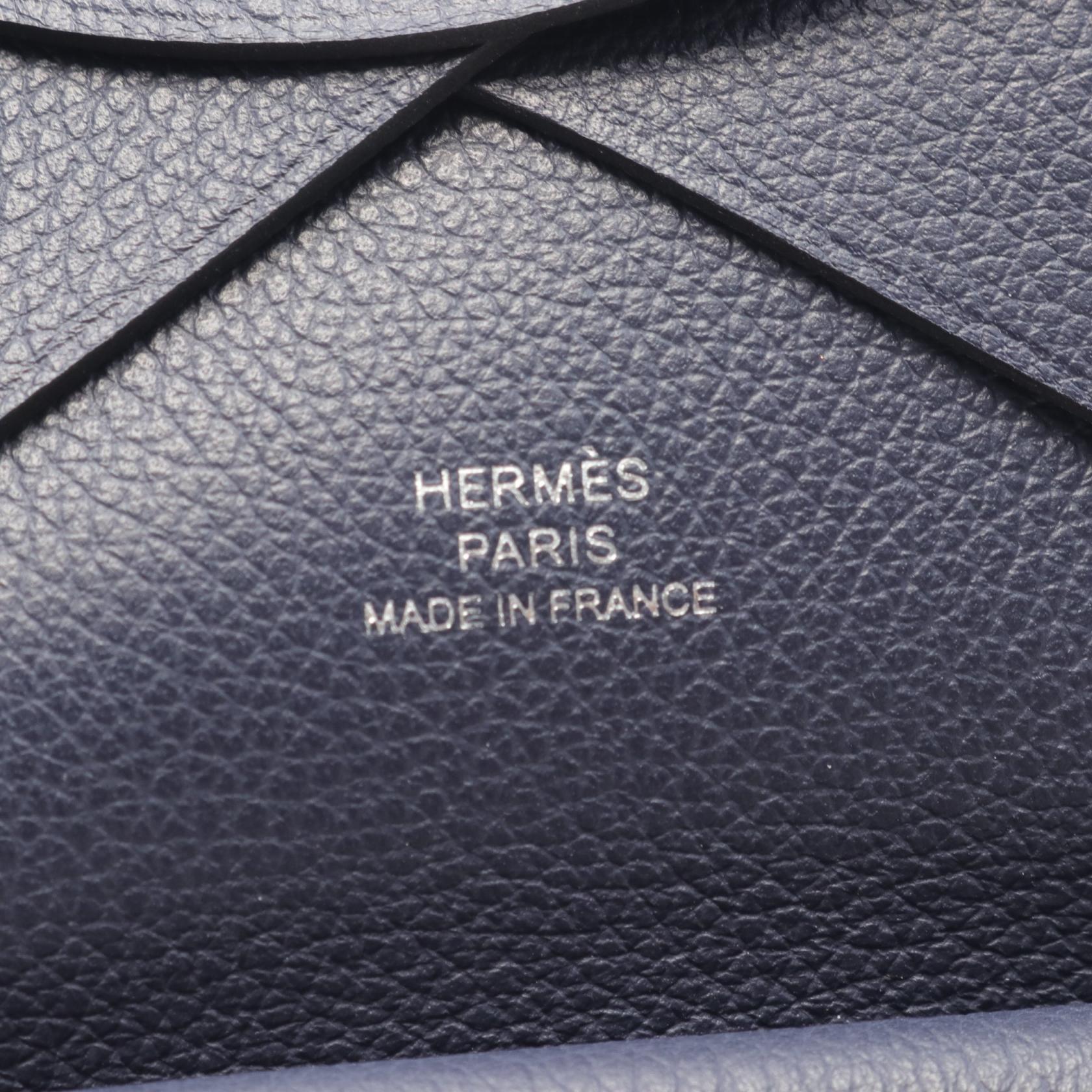 Hermes Calvi Duo Coin Case Wallet Navy