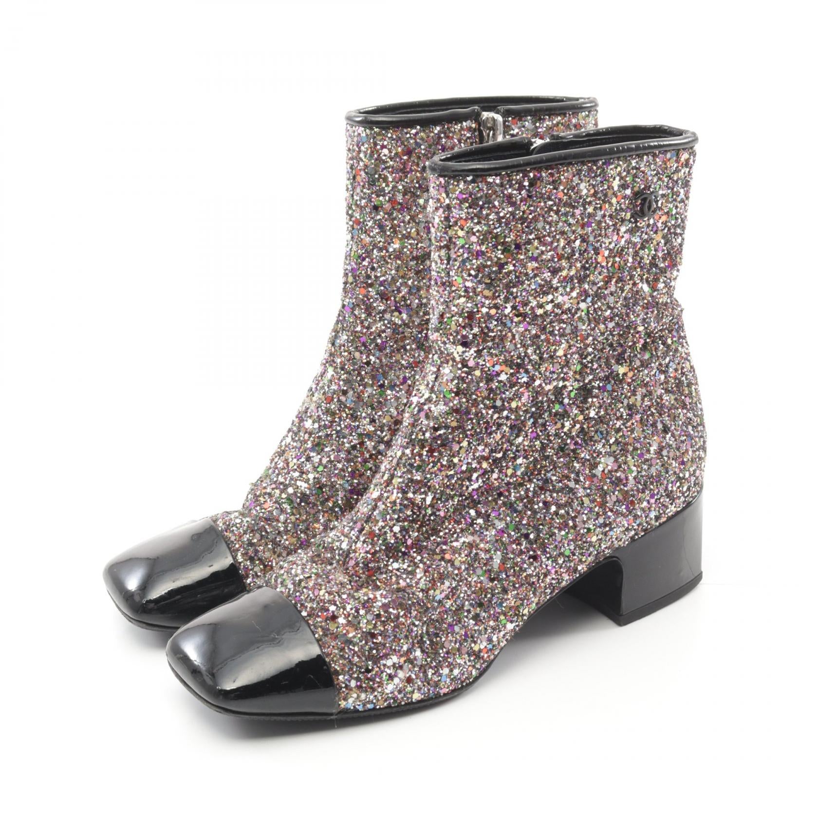 Chanel Glitter Patent Leather Boots G33221