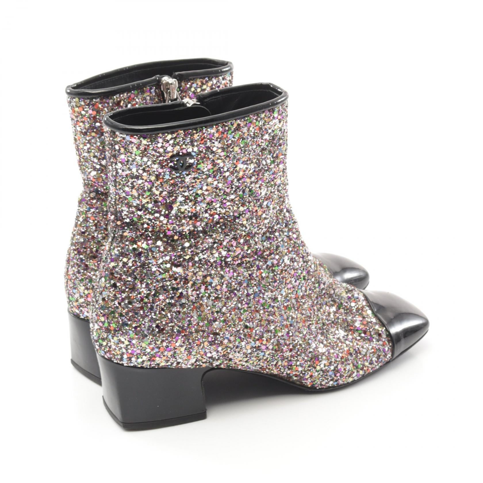 Chanel Glitter Patent Leather Boots G33221