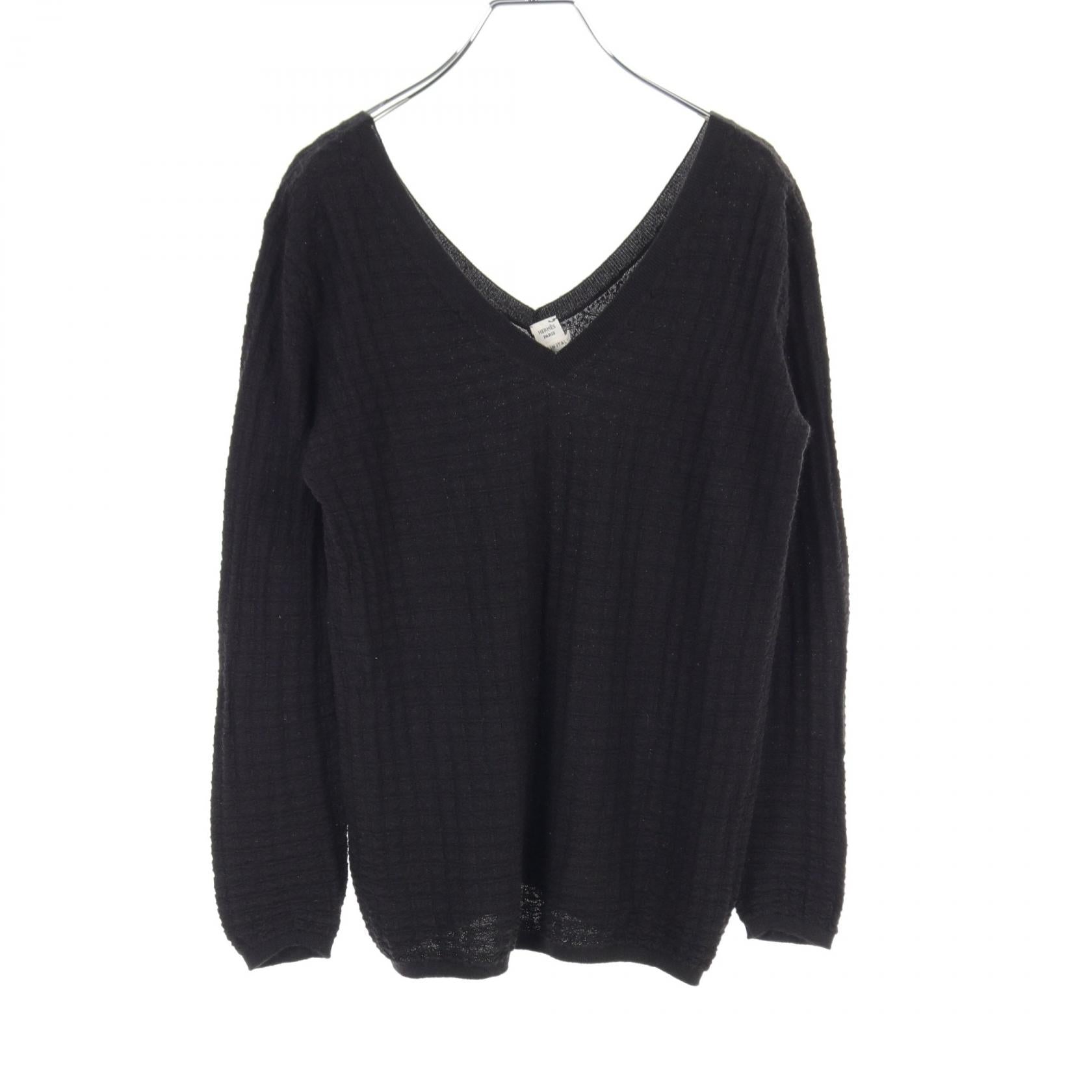 Hermes Silk Cashmere Knit Top Black