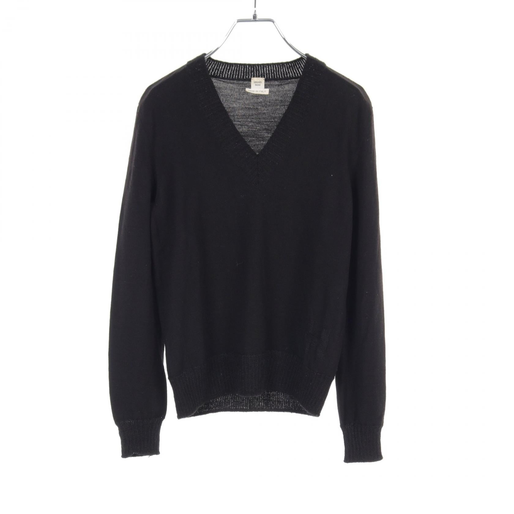 Hermes Wool Alpaca Knit Top Black