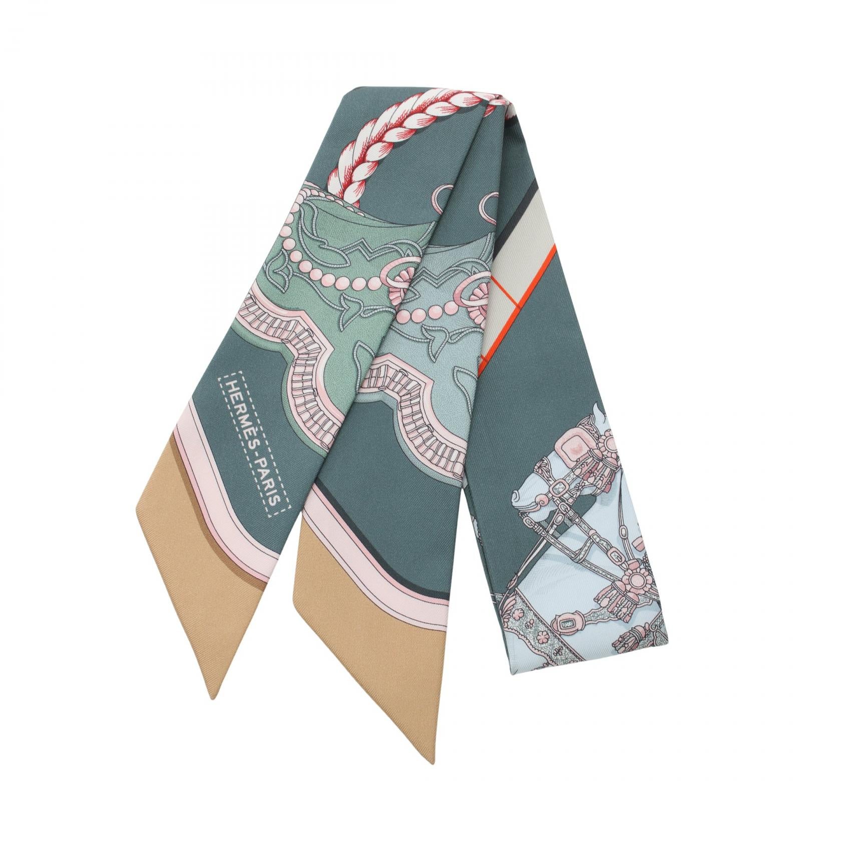 Hermes Silk Twilly Grand Apparat Scarf