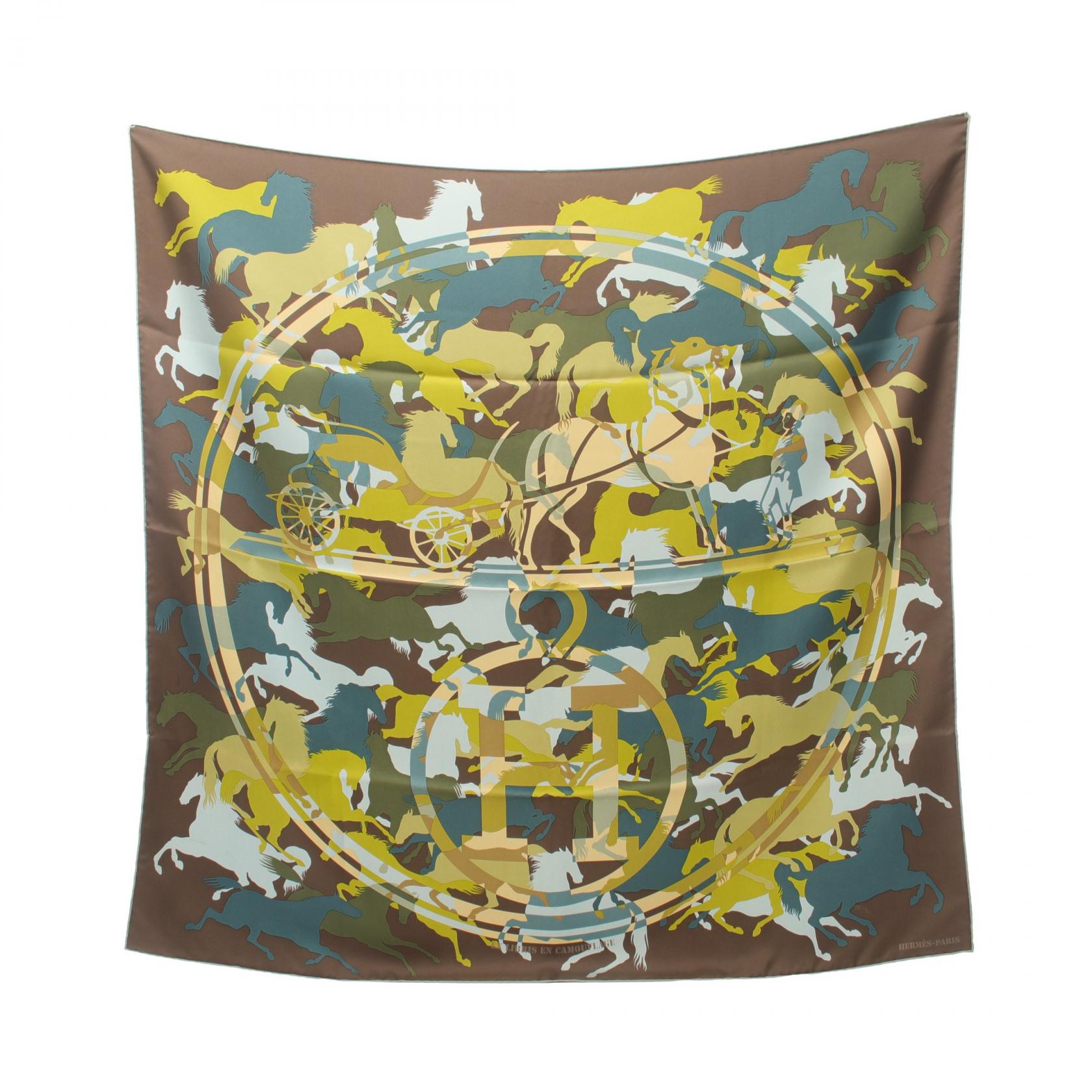 Hermes Silk Scarf EX LIBRIS EN CAMOUFLAGE