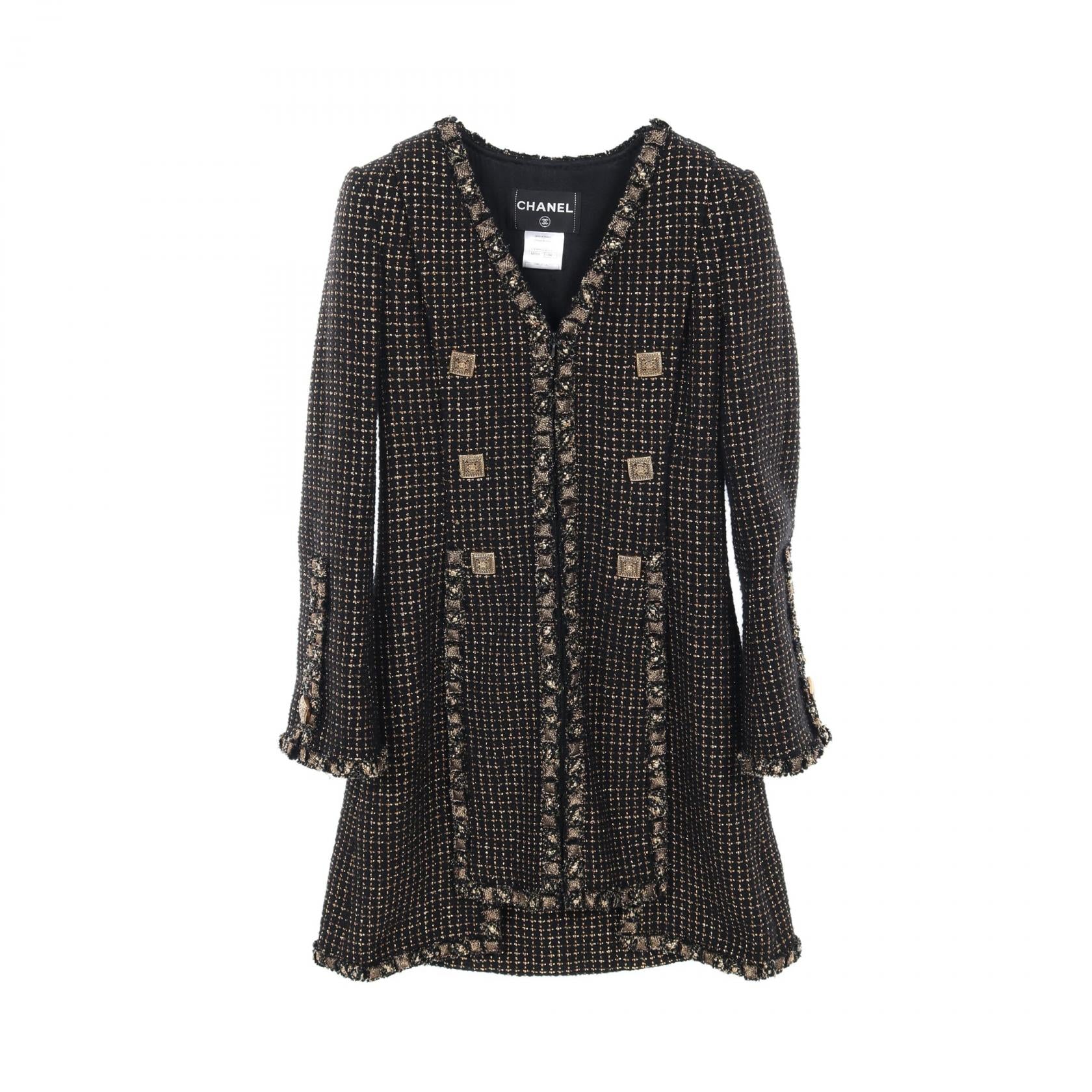 Chanel Wool Coat Coco Mark Square Button