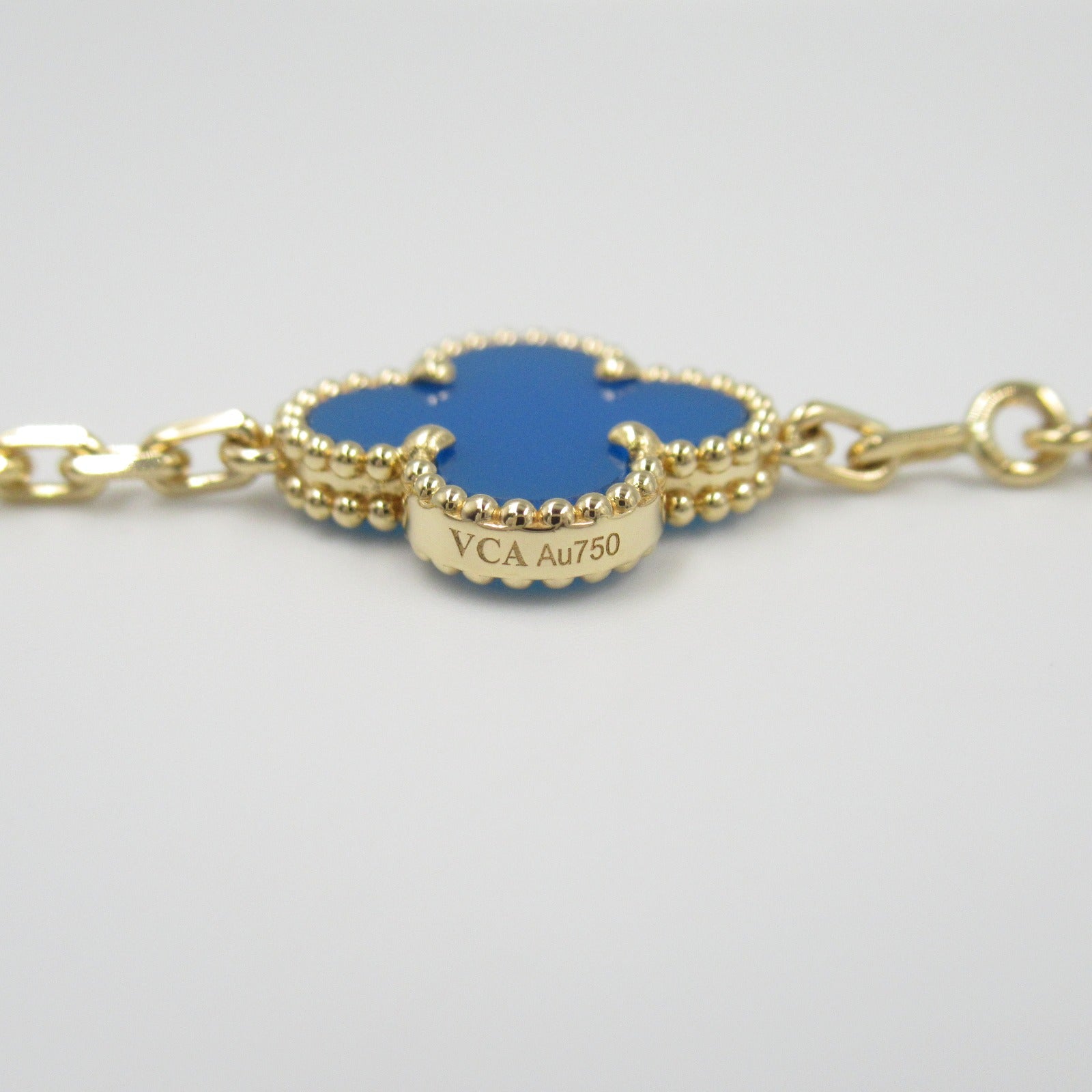 Van Cleef & Arpels Vintage Alhambra 10P Necklace Blue Agate K18 YG