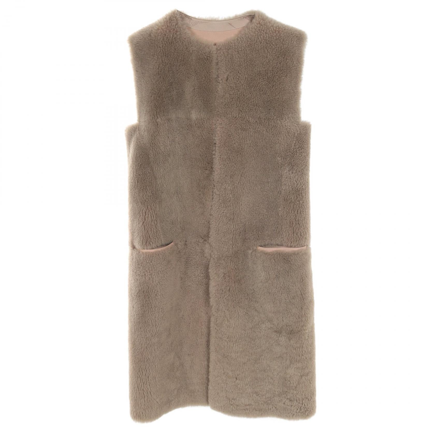 Bottega Veneta Shearling Vest Beige