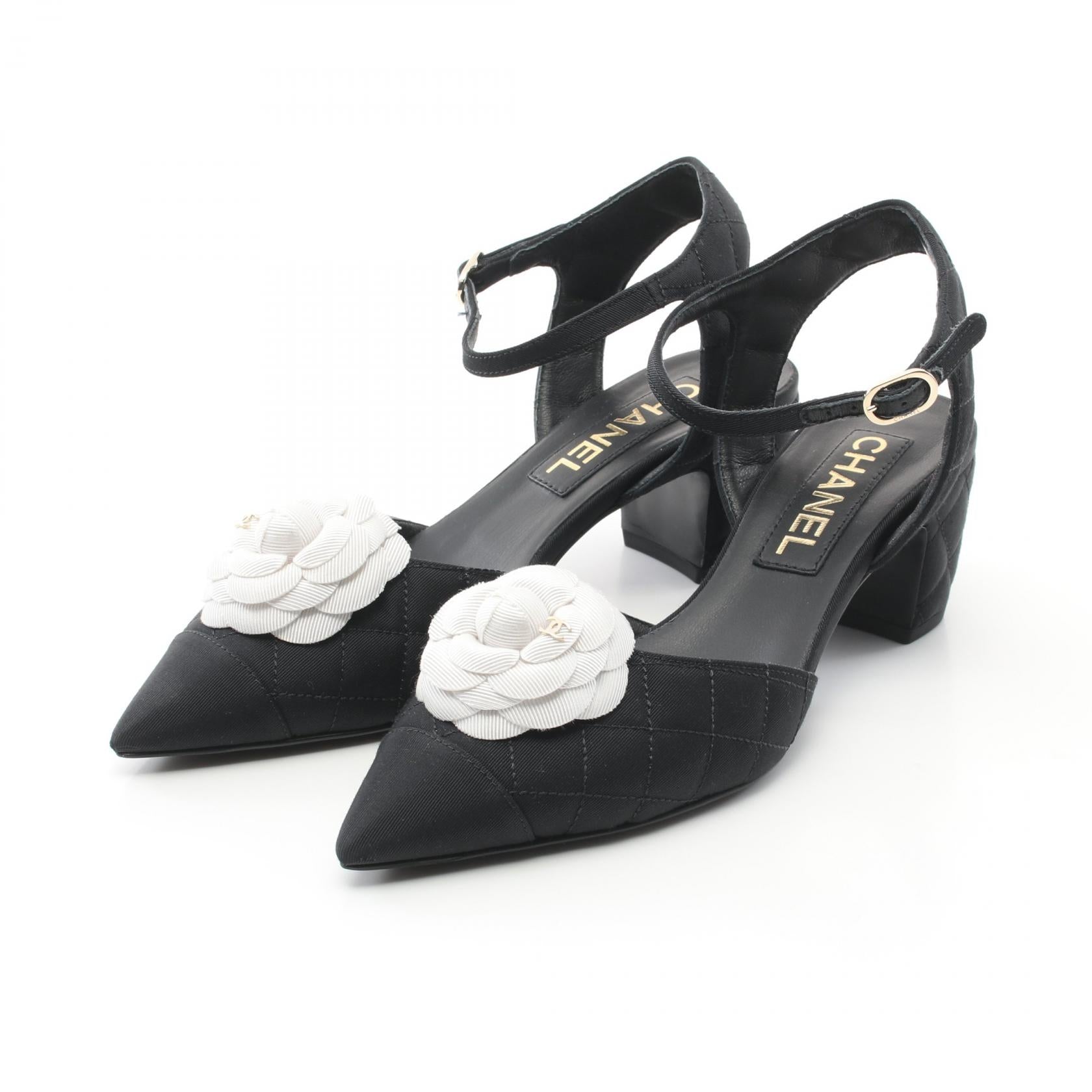 Chanel Camellia Fabric Pumps Black