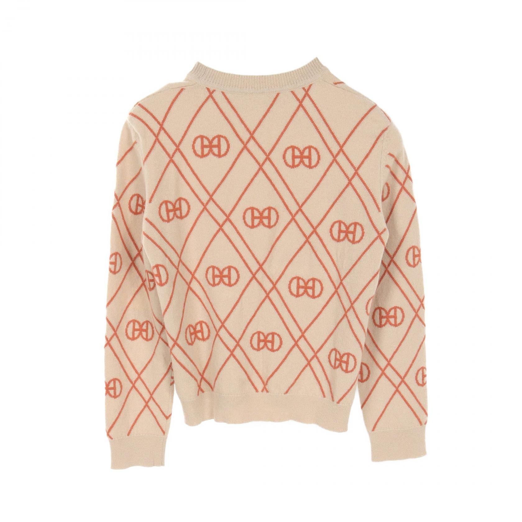 Hermes H Round Cashmere Knit Top Beige/Brown