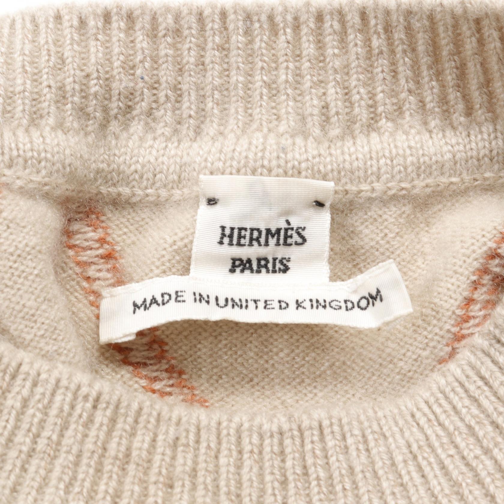 Hermes H Round Cashmere Knit Top Beige/Brown