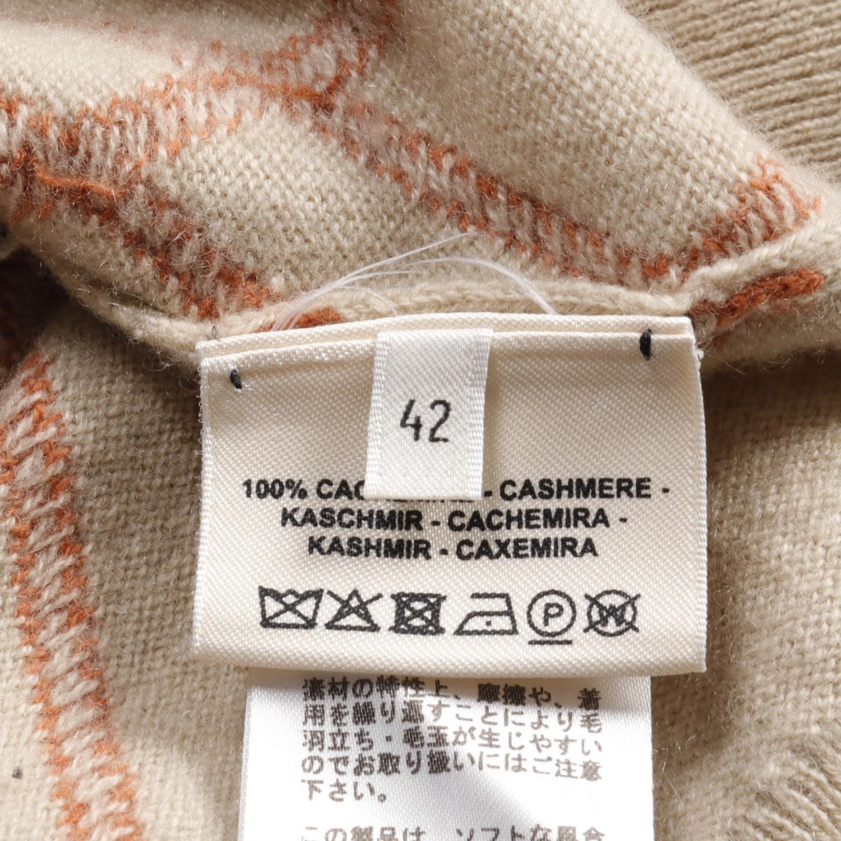 Hermes H Round Cashmere Knit Top Beige/Brown