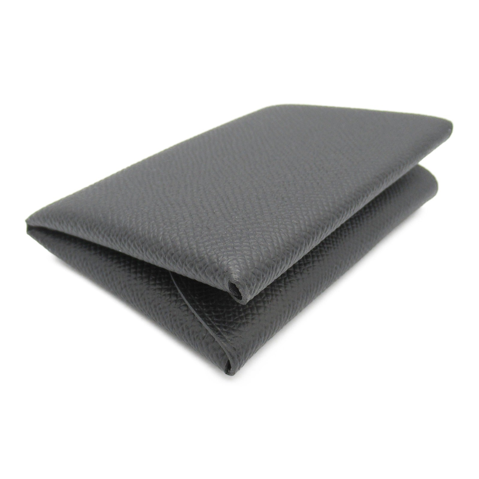 Hermes Calvi Card Case Black Leather