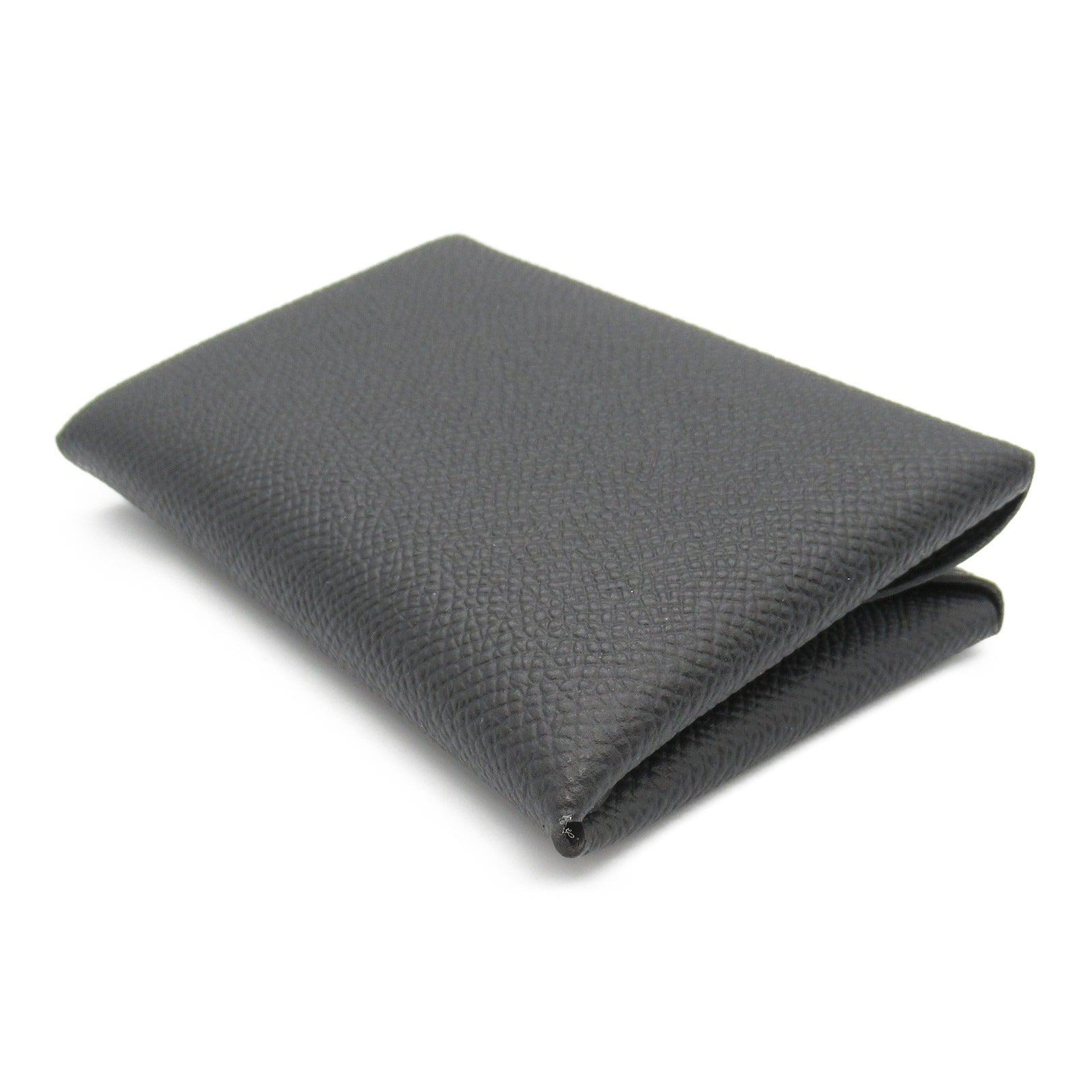 Hermes Calvi Card Case Black Leather