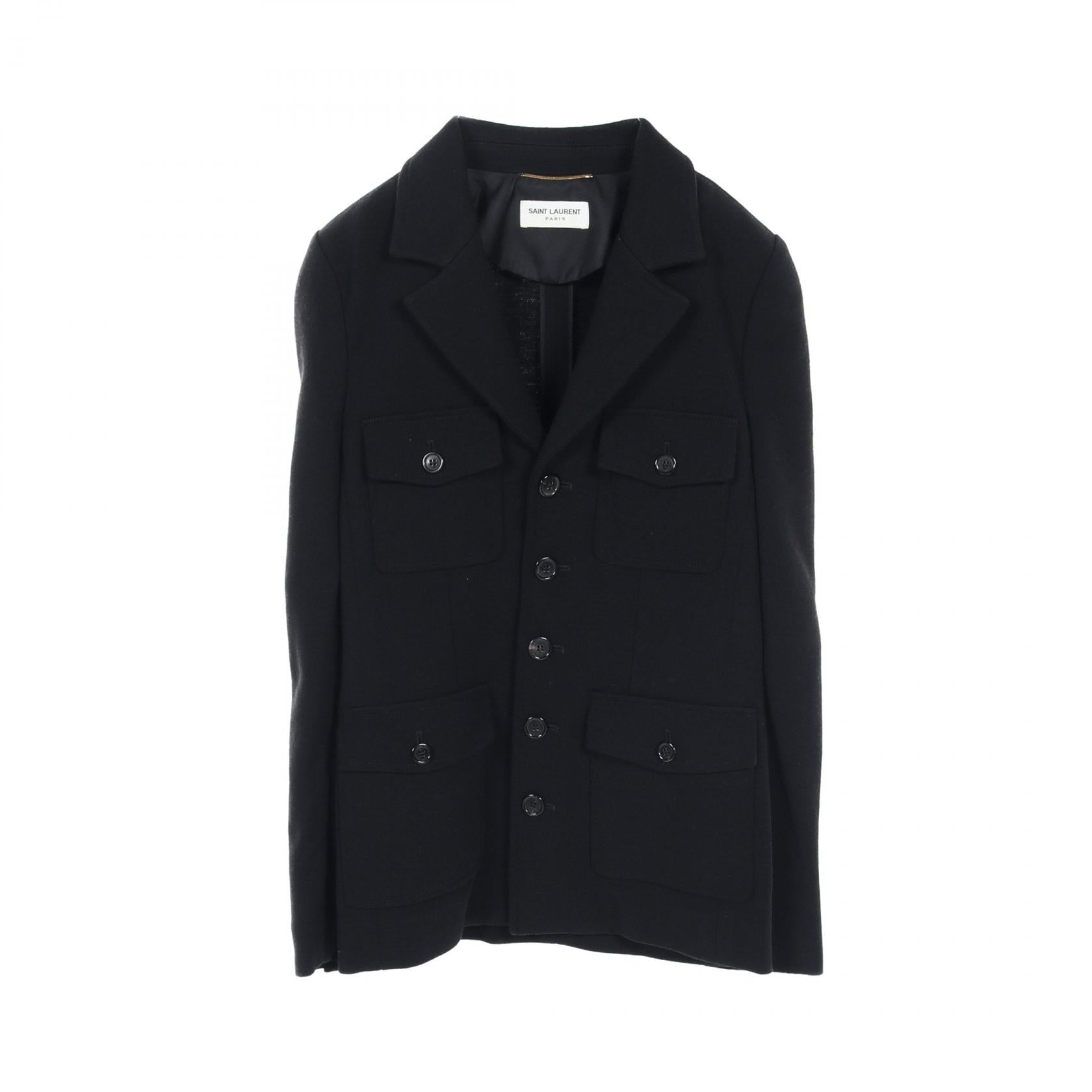 Saint Laurent Wool Nylon Outerwear Black