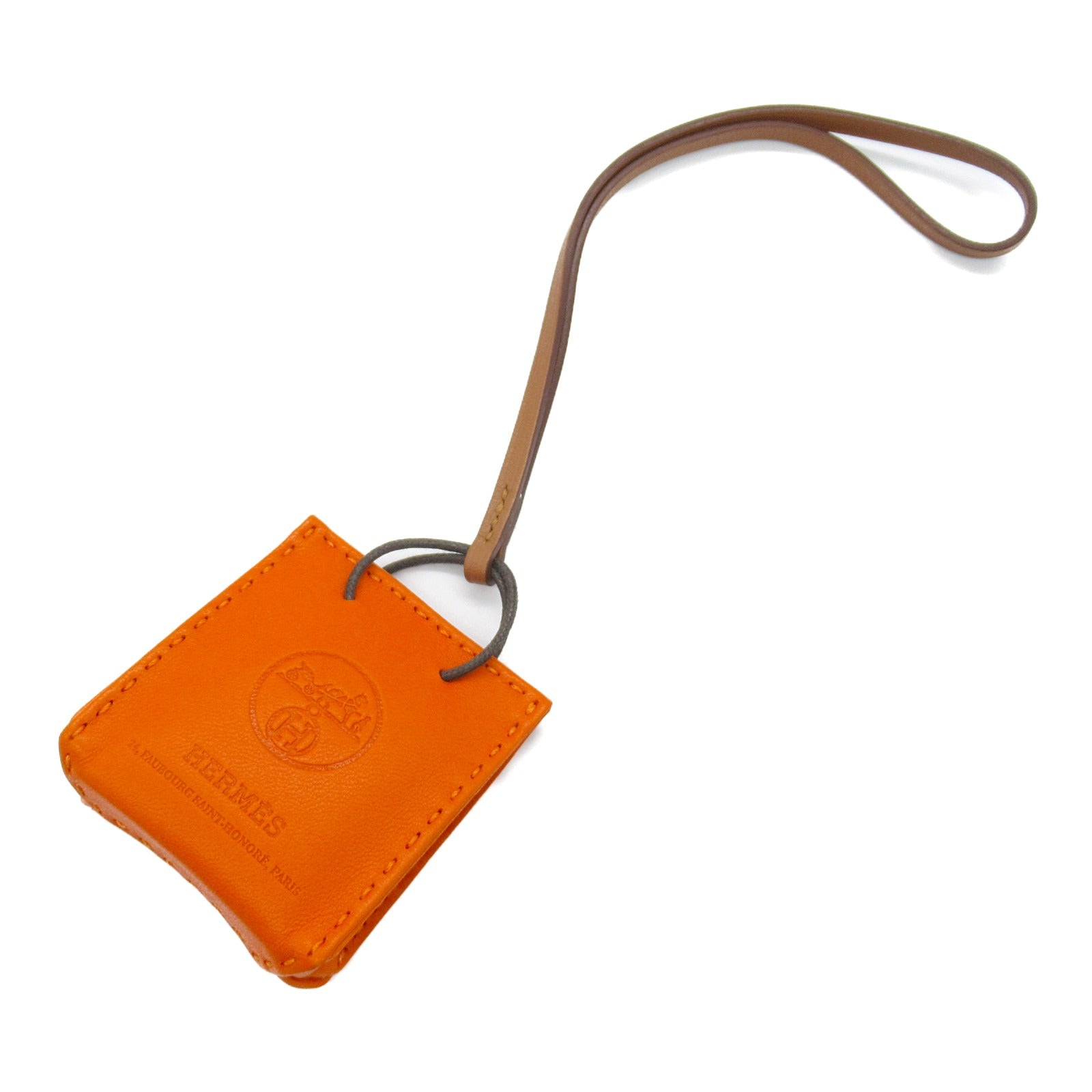 Hermes Leather Bag Charm Orange