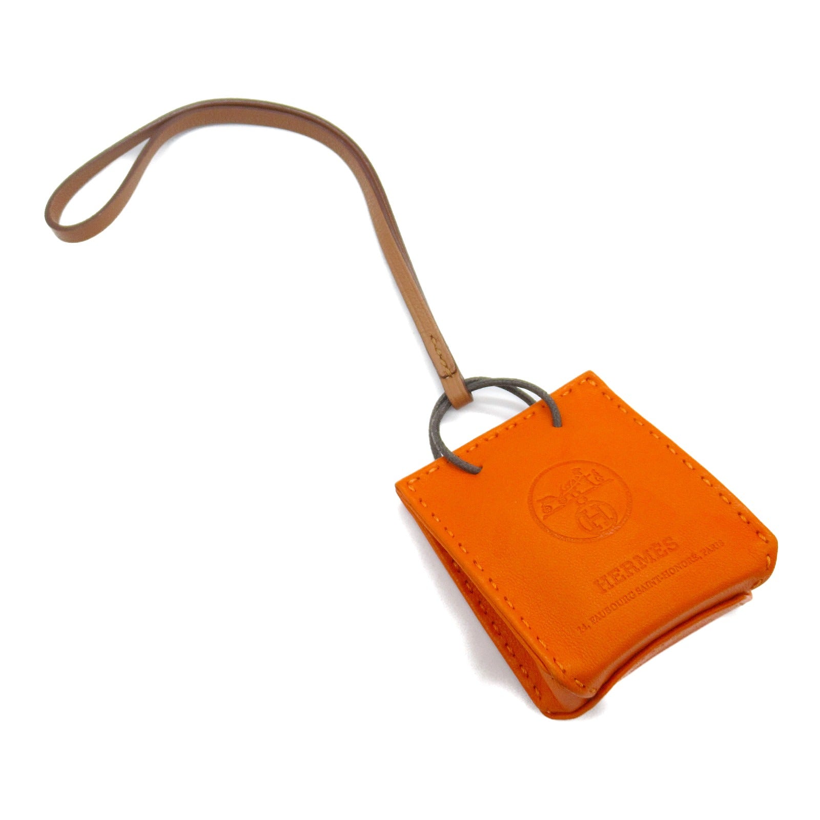 Hermes Leather Bag Charm Orange