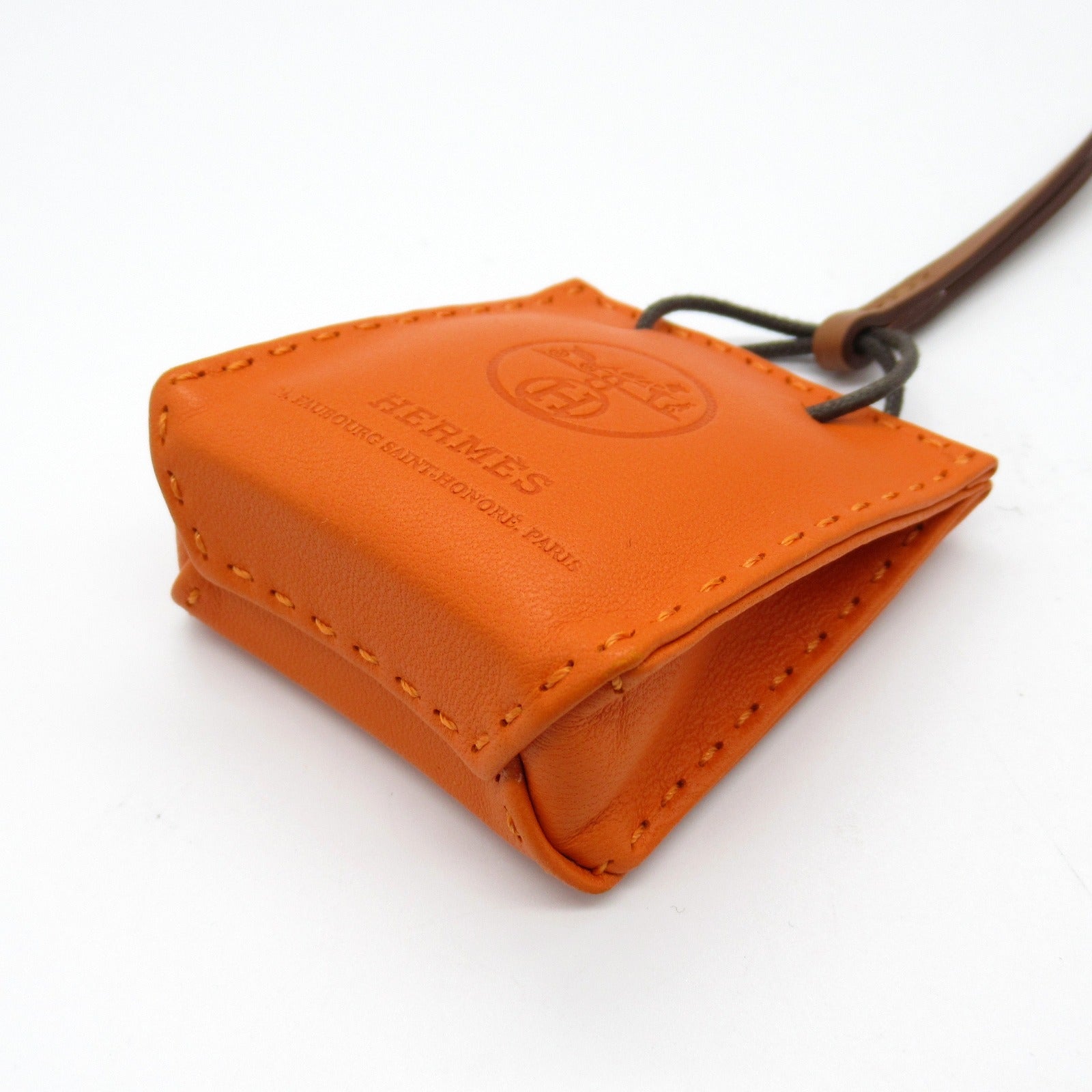 Hermes Leather Bag Charm Orange