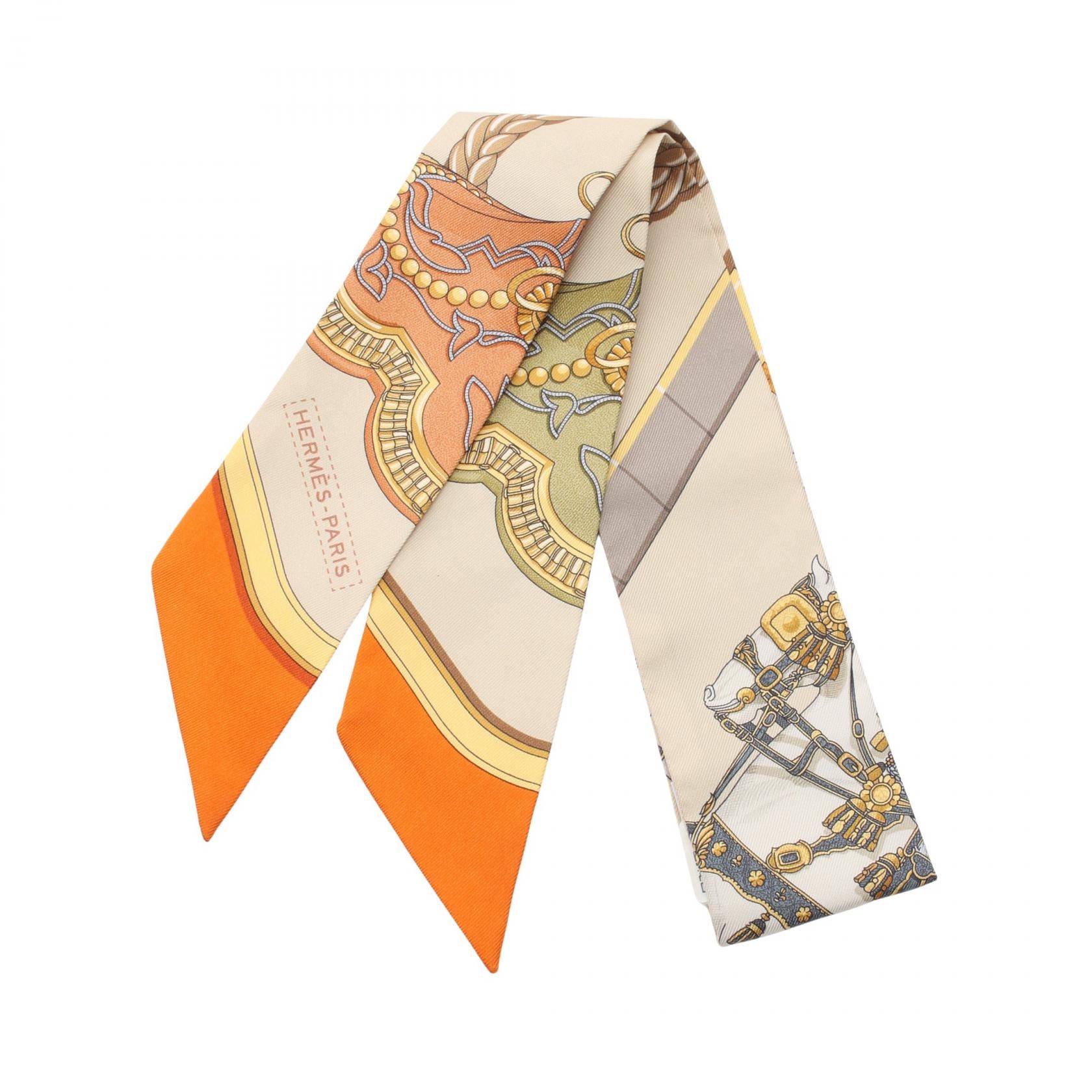 Hermes Silk Twilly Grand Apparat Scarf