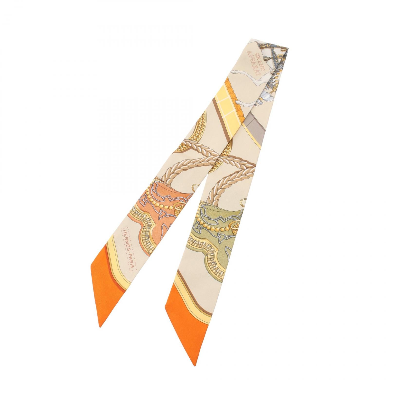 Hermes Silk Twilly Grand Apparat Scarf