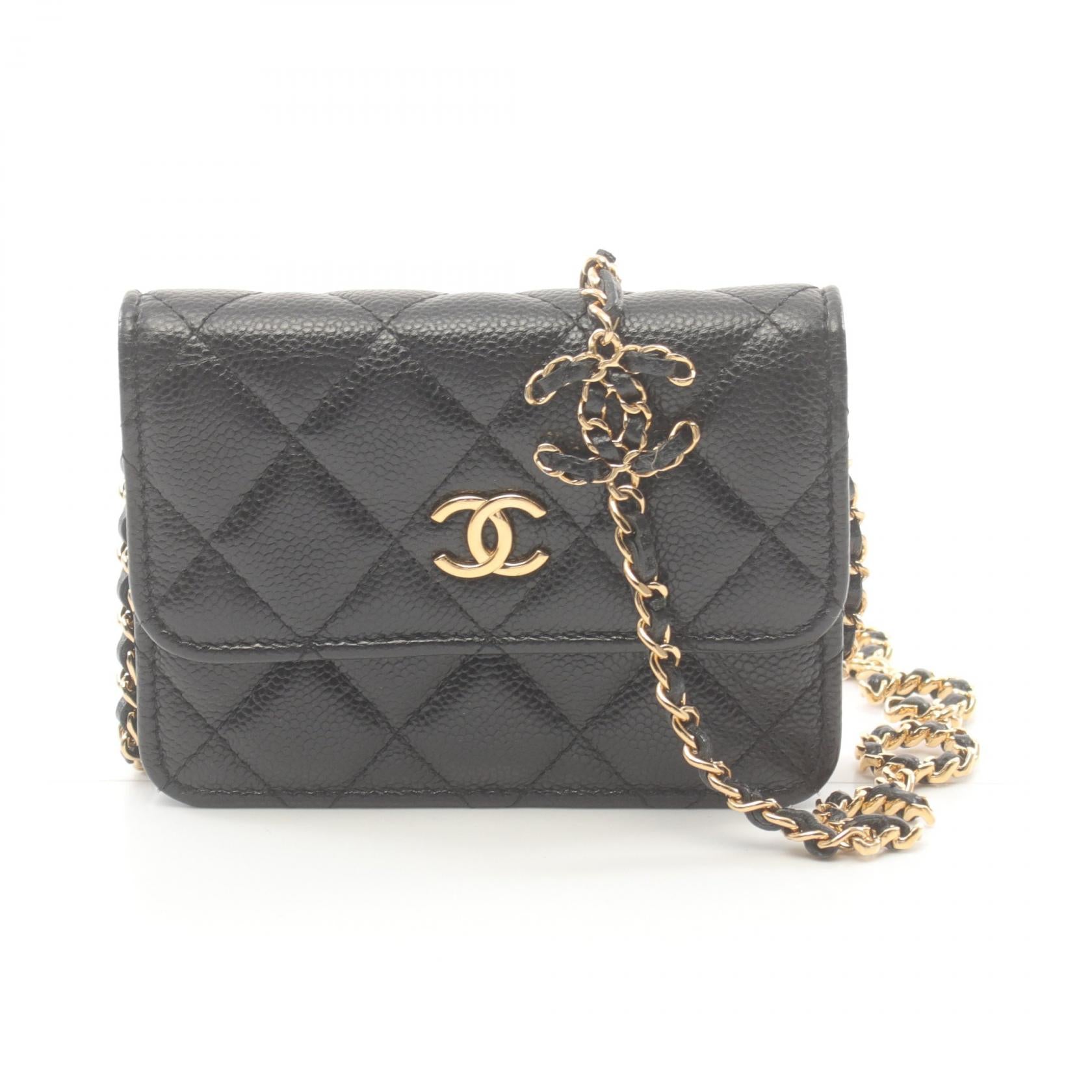 Chanel Matelasse Mini Shoulder Bag Leather Black