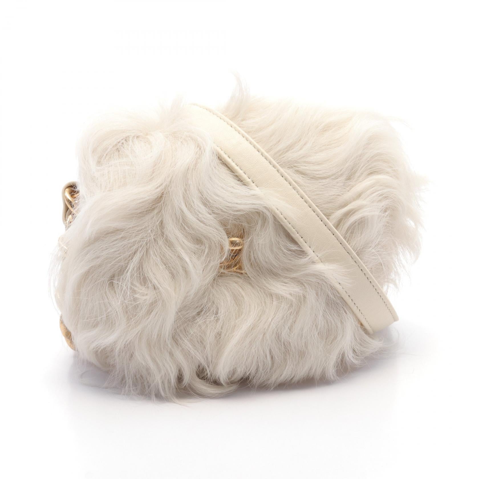 Chanel Leather Fur Coco Mark Shoulder Bag