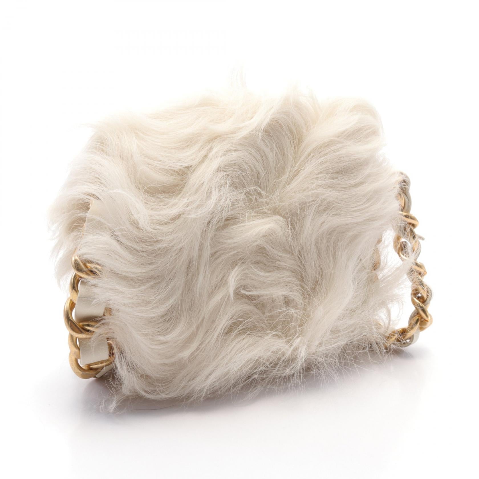 Chanel Leather Fur Coco Mark Shoulder Bag