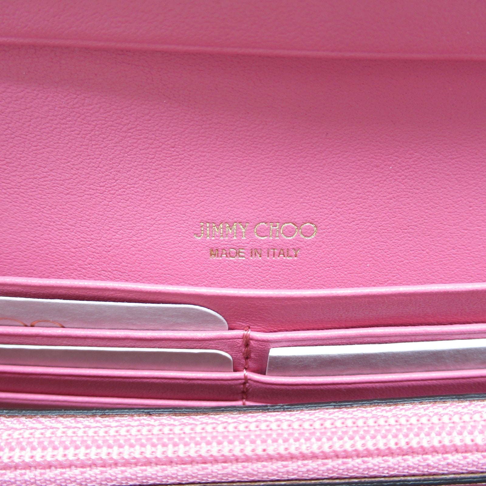 Jimmy Choo Star Studs Zip Wallet Pink Leather