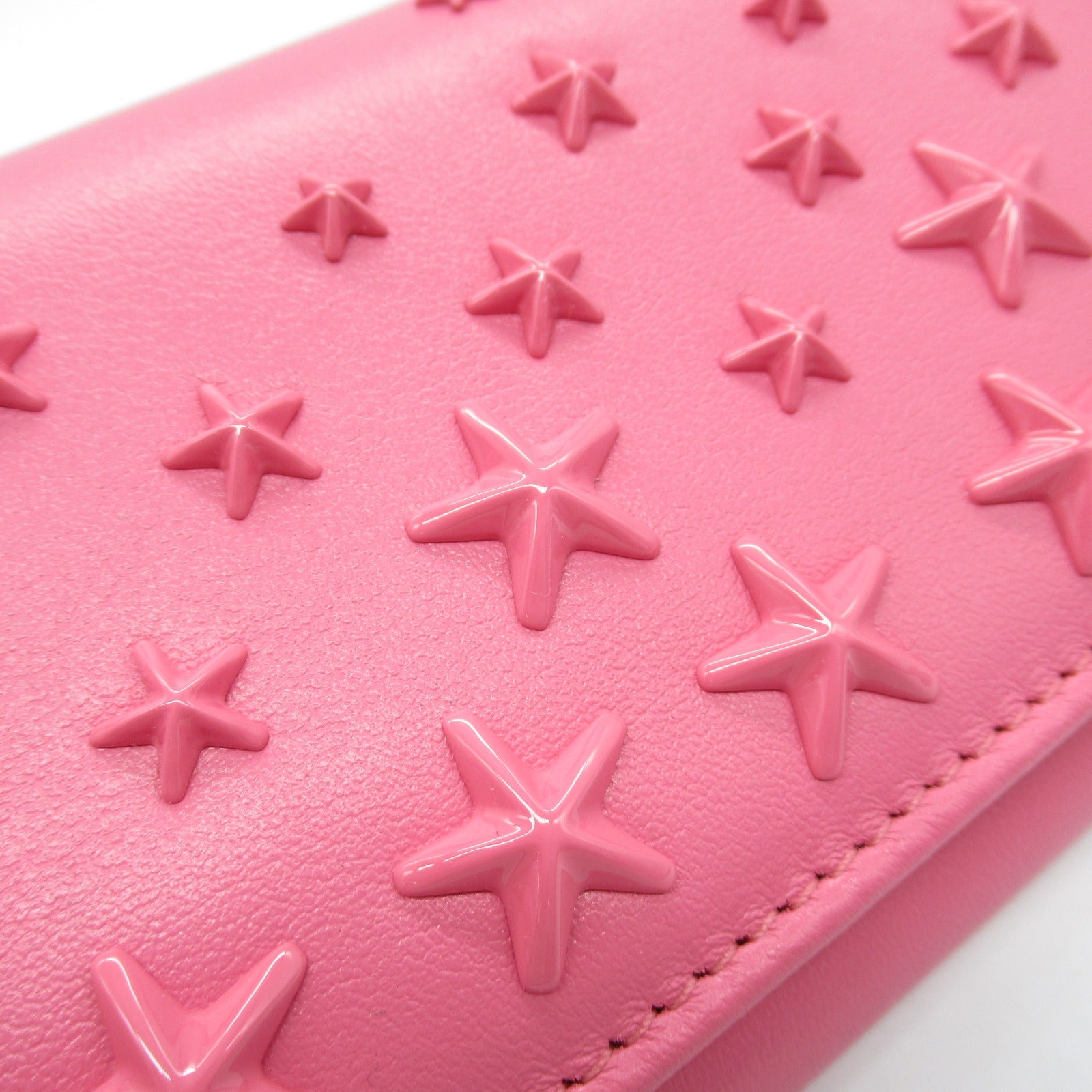 Jimmy Choo Star Studs Zip Wallet Pink Leather