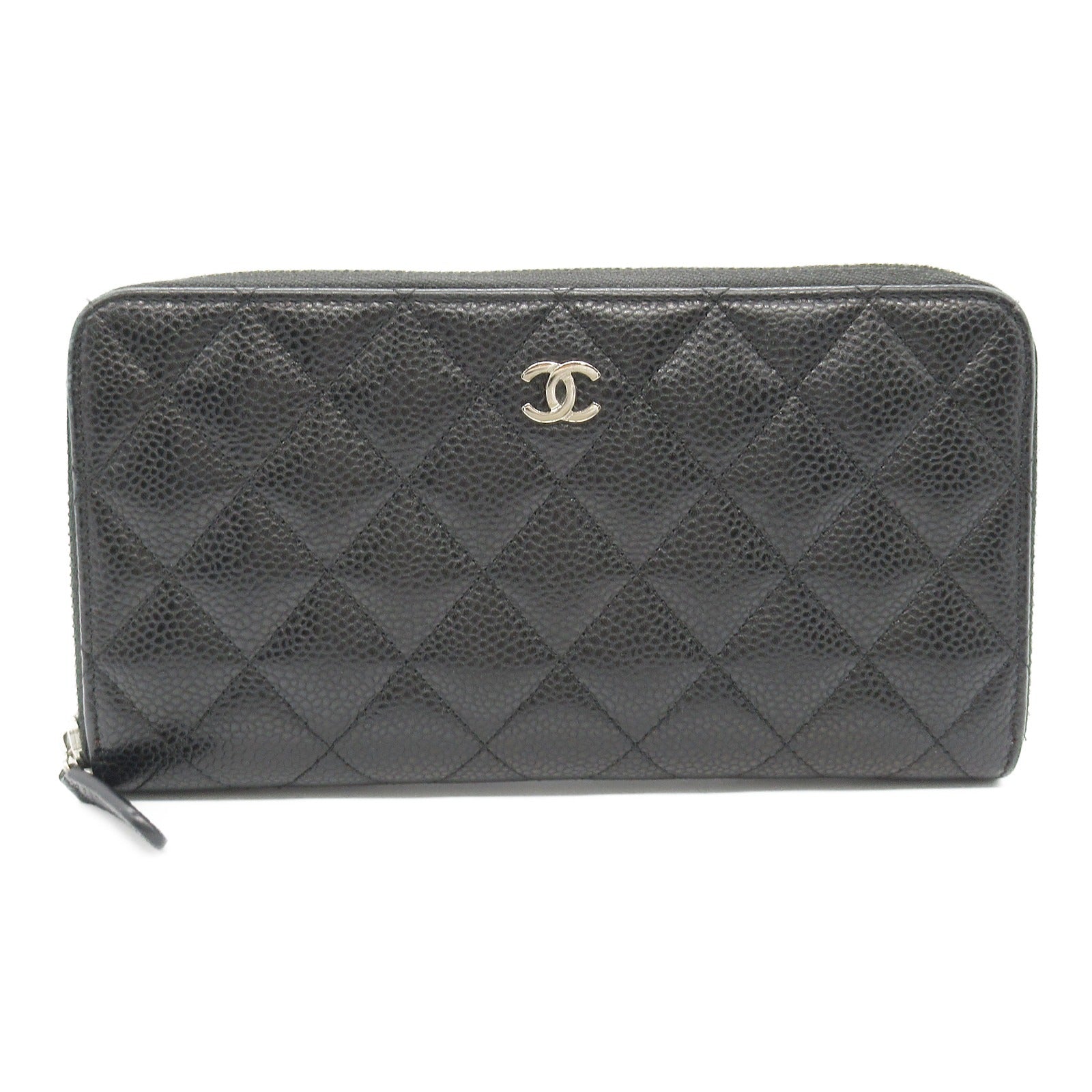 Chanel Leather Matelasse Round Wallet Black