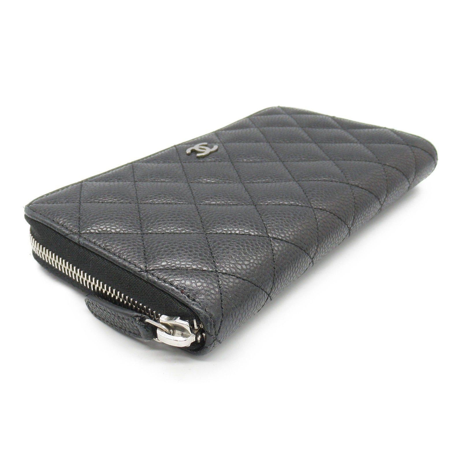 Chanel Leather Matelasse Round Wallet Black