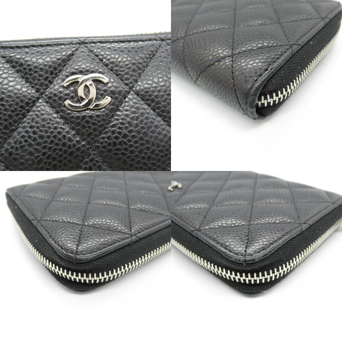 Chanel Leather Matelasse Round Wallet Black