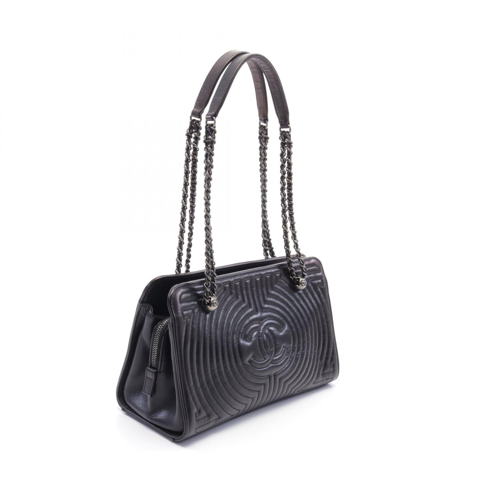 Chanel Leather Coco Mark Shoulder Bag Black