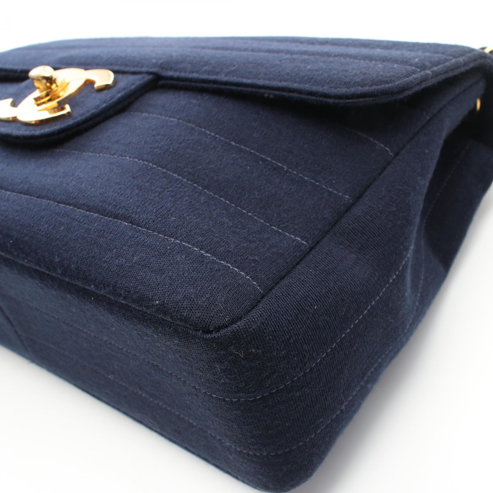 Chanel Jersey Shoulder Bag Navy