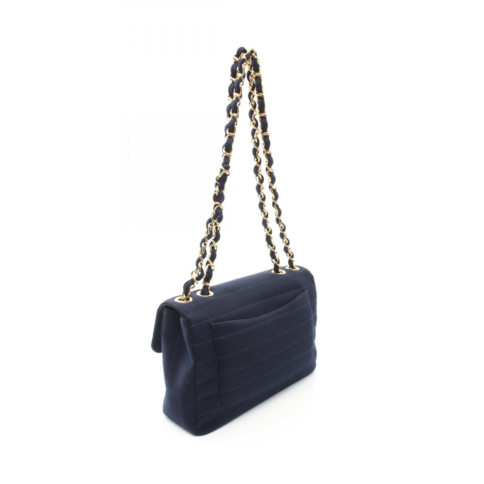 Chanel Jersey Shoulder Bag Navy