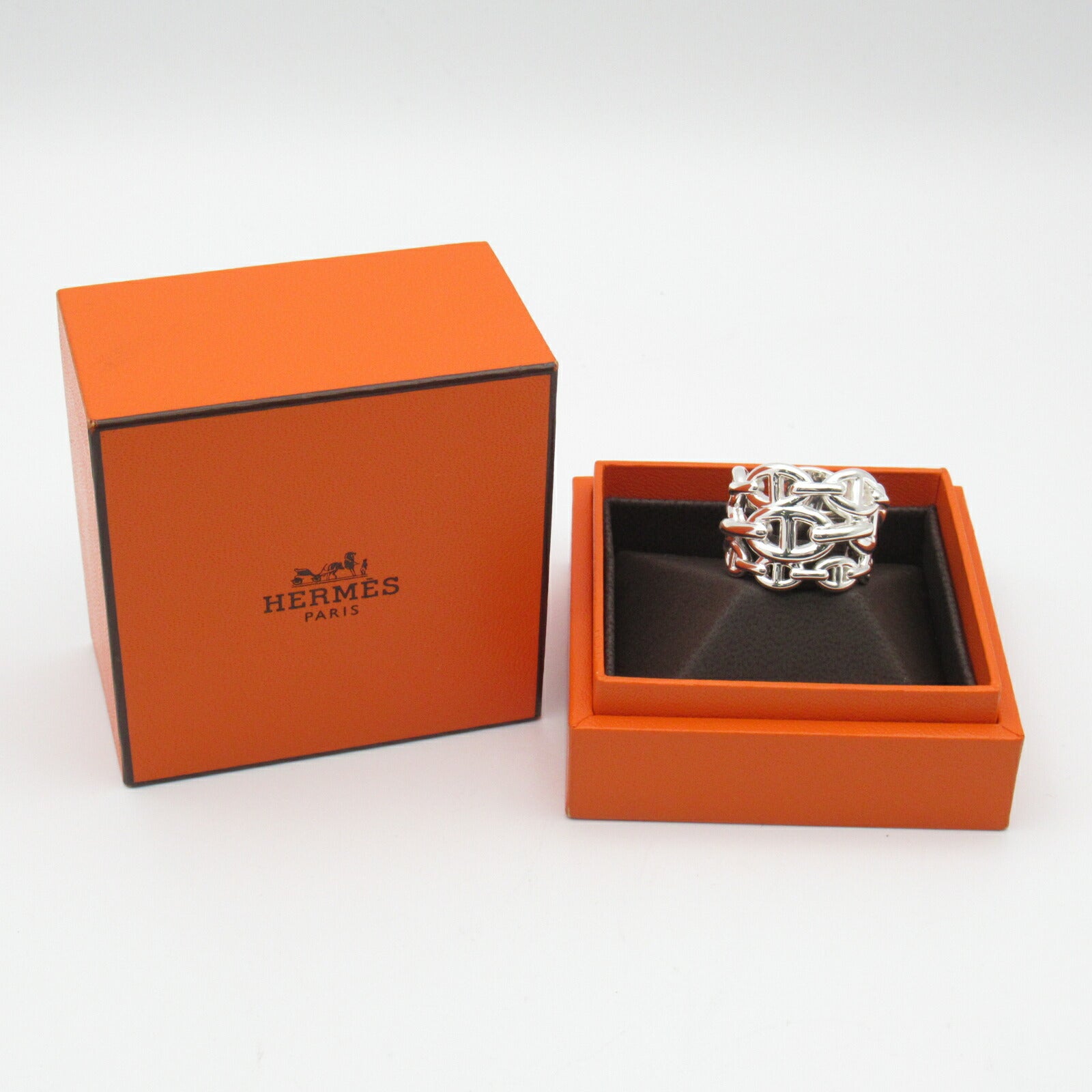 Hermes Silver 925 Chain d'Ancre GM Ring